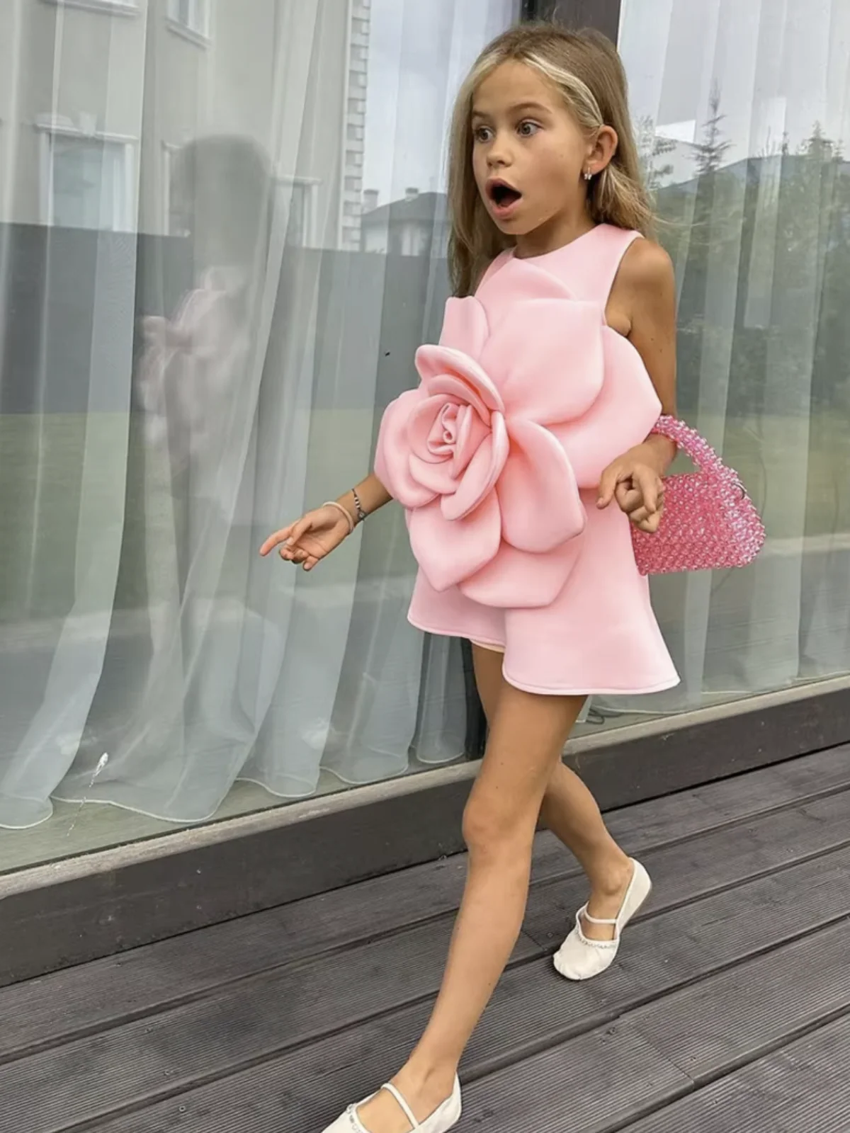 Pink Rose Bloom Party Tank Dress - Image 2