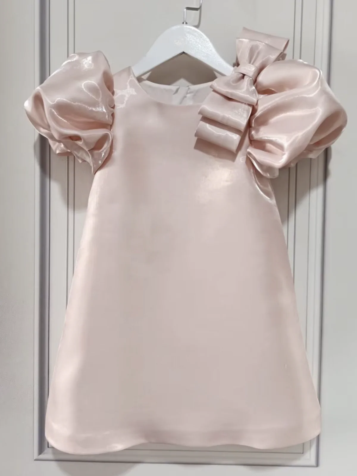 Blush Bow Puff Sleeve Dress - Image 2