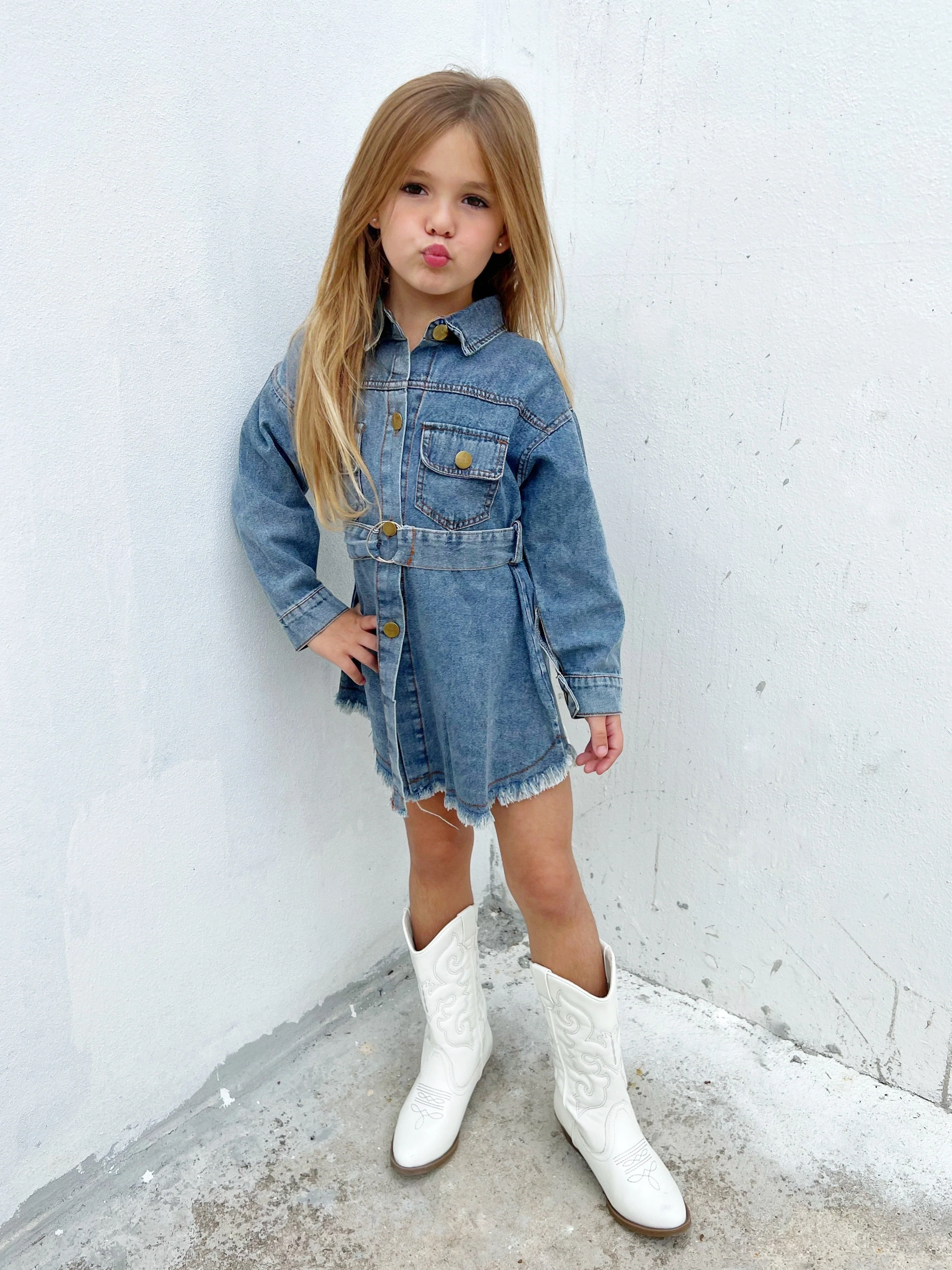 A Day In The Sun Belted Denim Dress - Image 5
