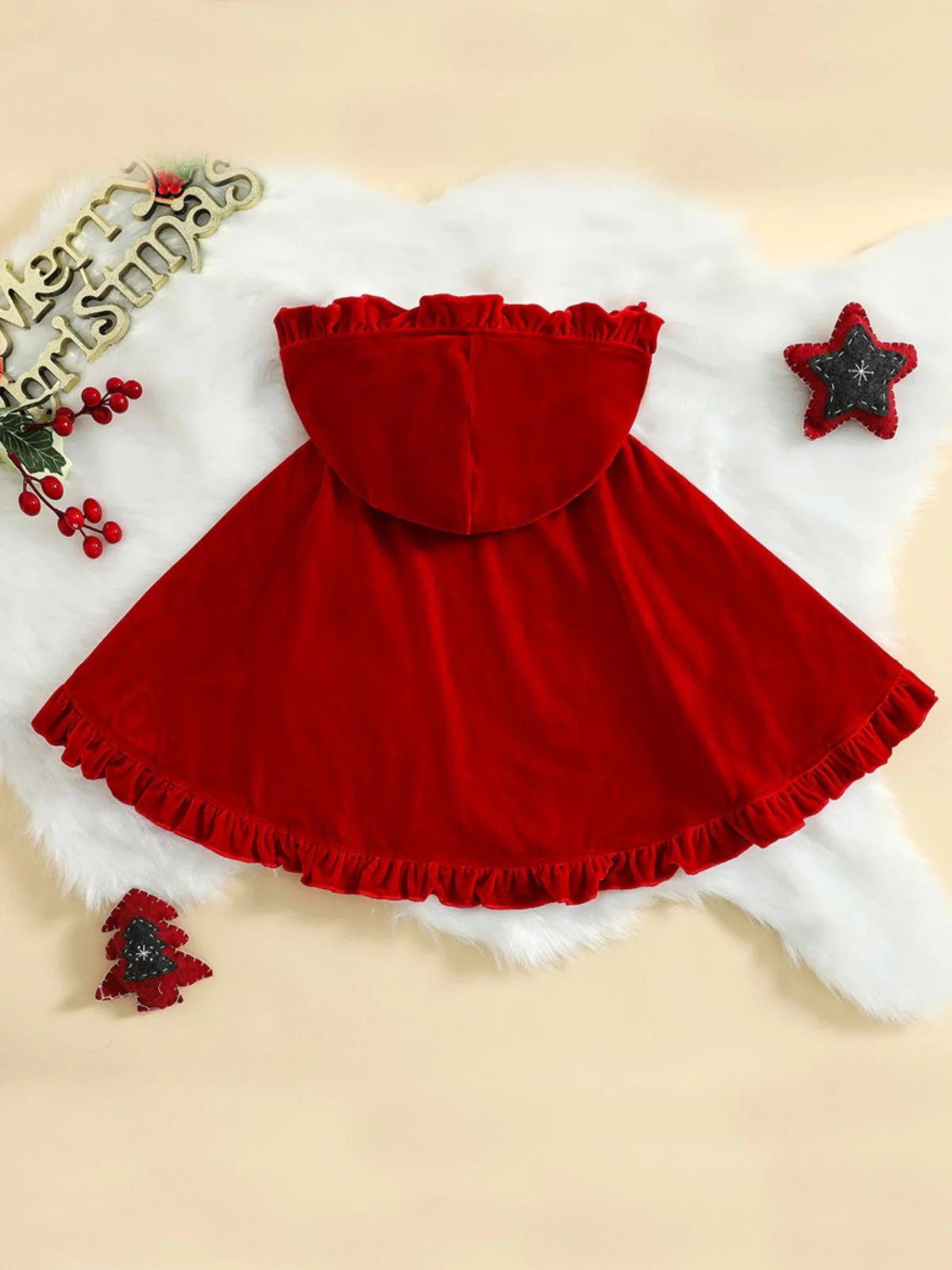 A Fairytale Holiday Red Velvet Cloak - Image 3