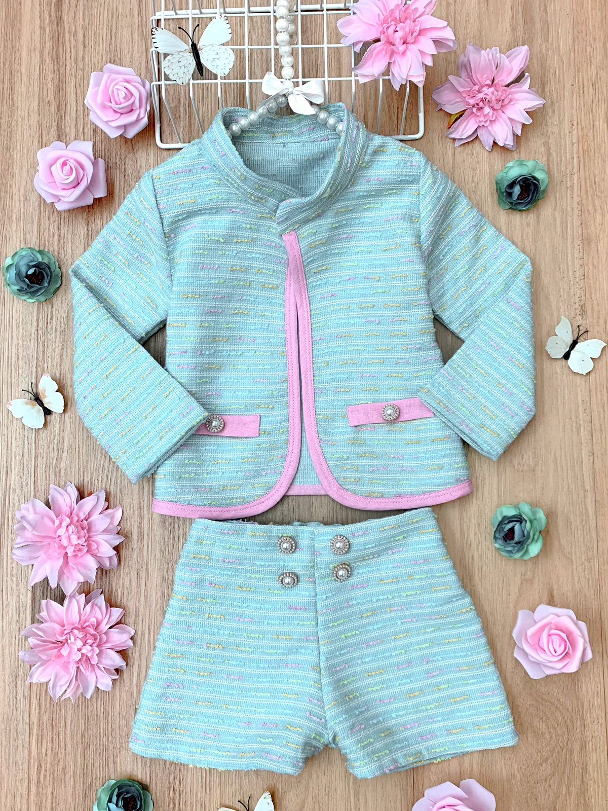 Admired Tweed Matching Blazer and Short Set - Image 2