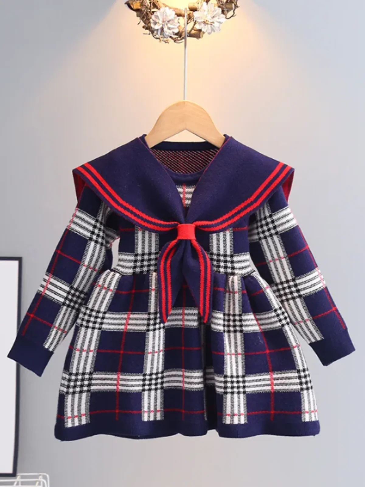 Adorable Plaid Sailor Collar Dress - Image 10