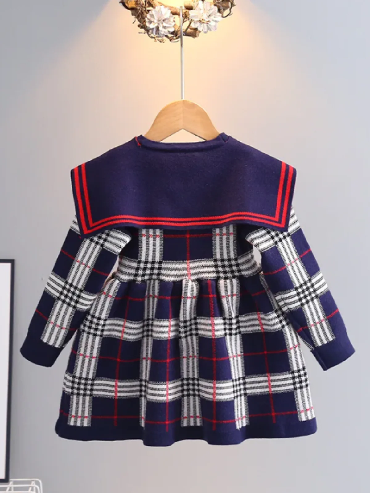 Adorable Plaid Sailor Collar Dress - Image 11