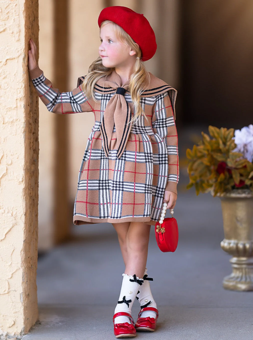 Adorable Plaid Sailor Collar Dress - Image 2