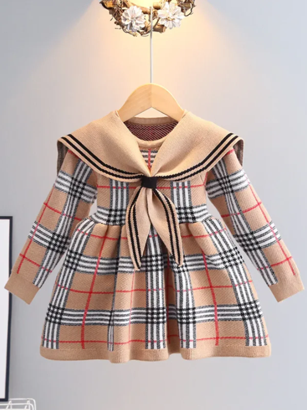 Adorable Plaid Sailor Collar Dress - Image 4
