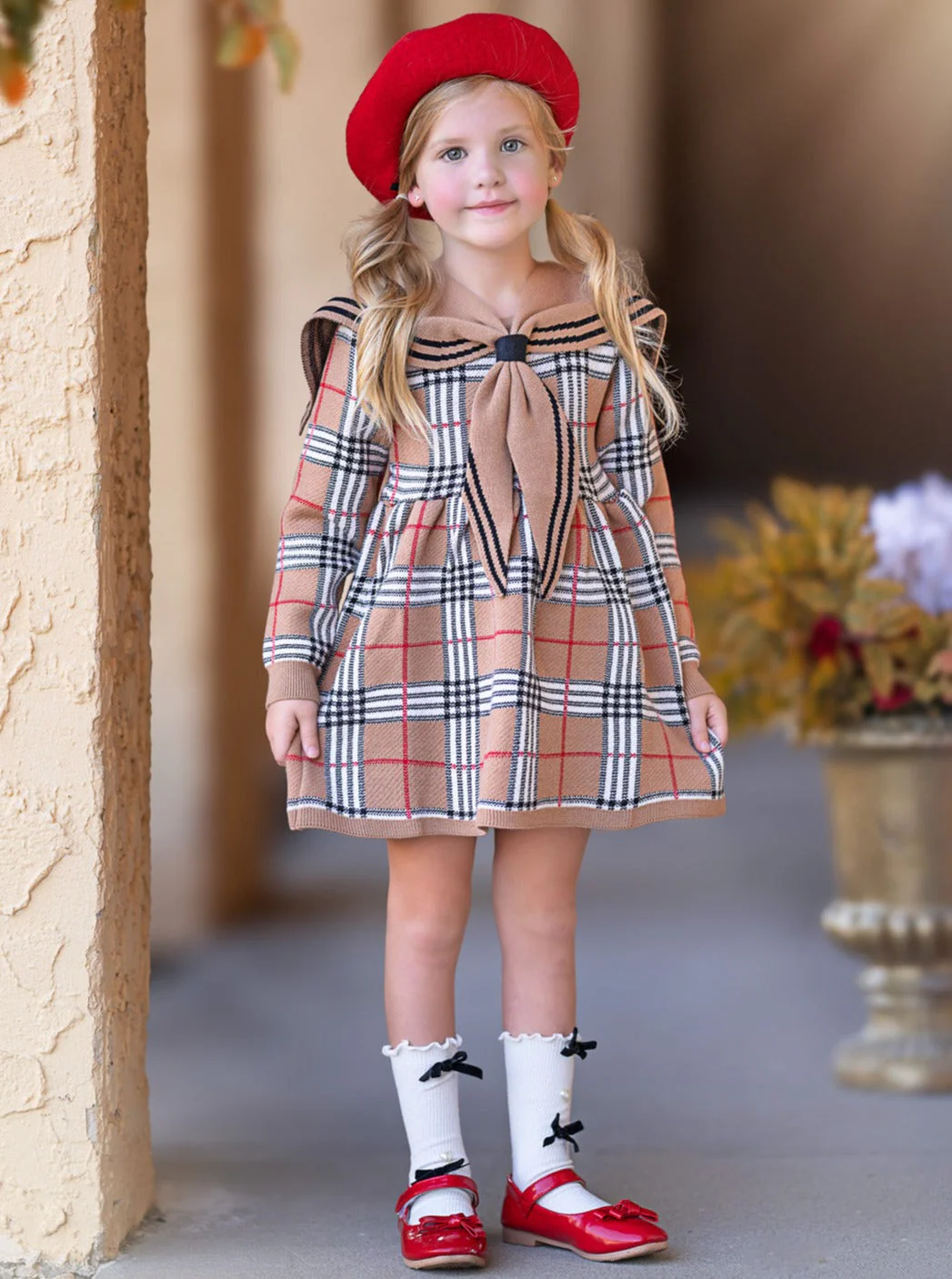 Adorable Plaid Sailor Collar Dress - Image 6