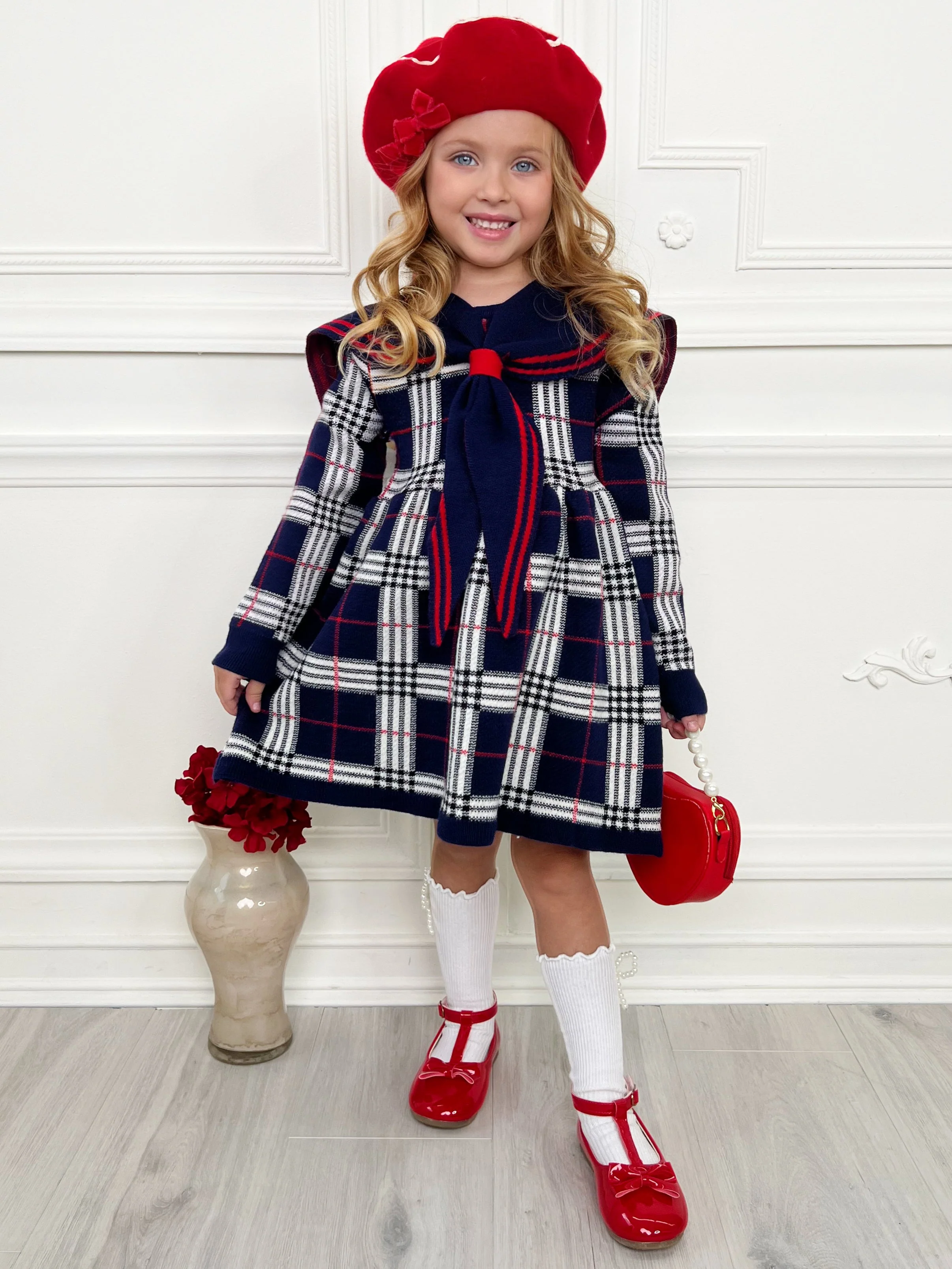 Adorable Plaid Sailor Collar Dress - Image 7