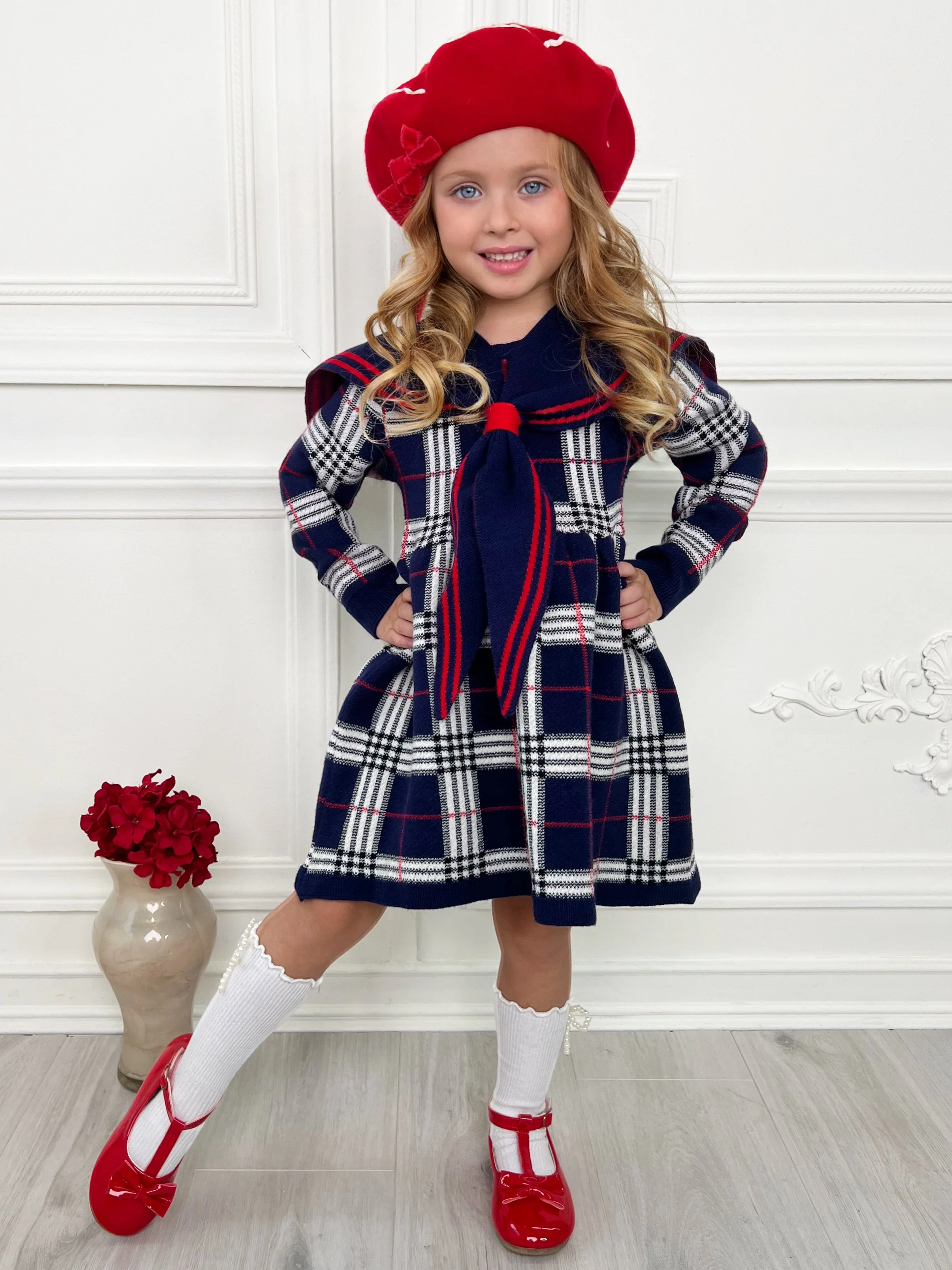 Adorable Plaid Sailor Collar Dress - Image 8
