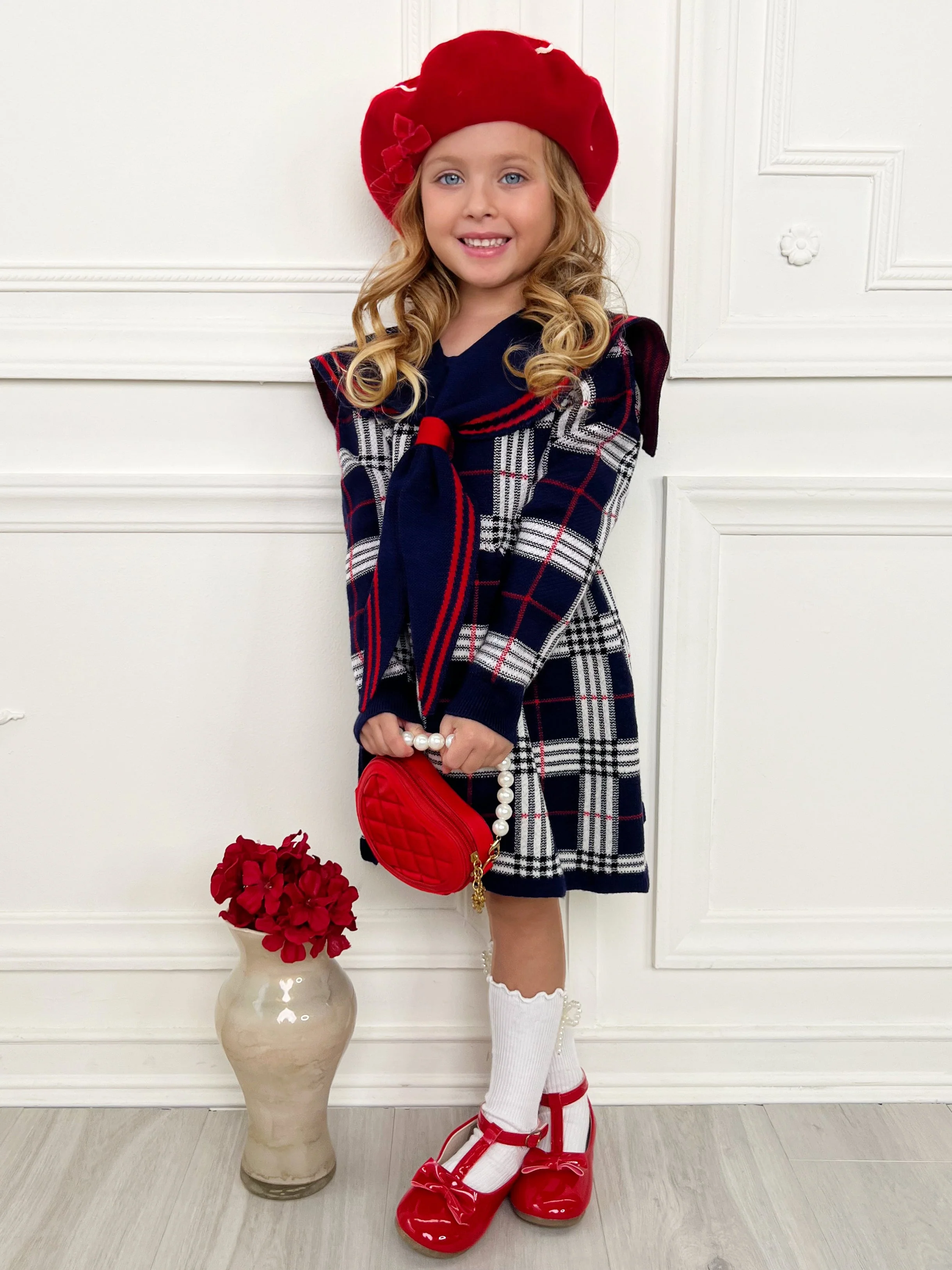 Adorable Plaid Sailor Collar Dress - Image 9