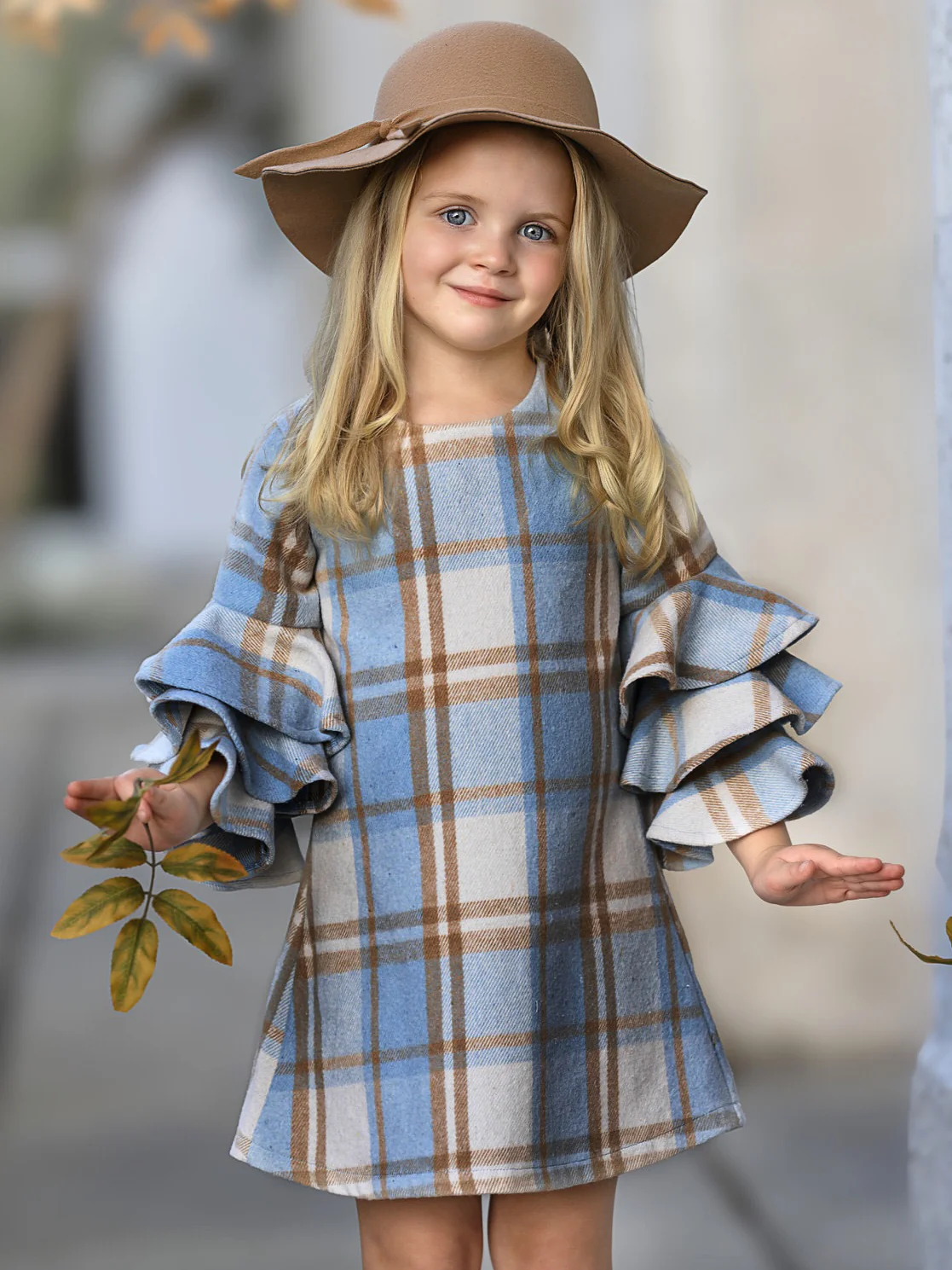 Adorable Plaid Tiered Sleeve Sweater Dress - Image 2