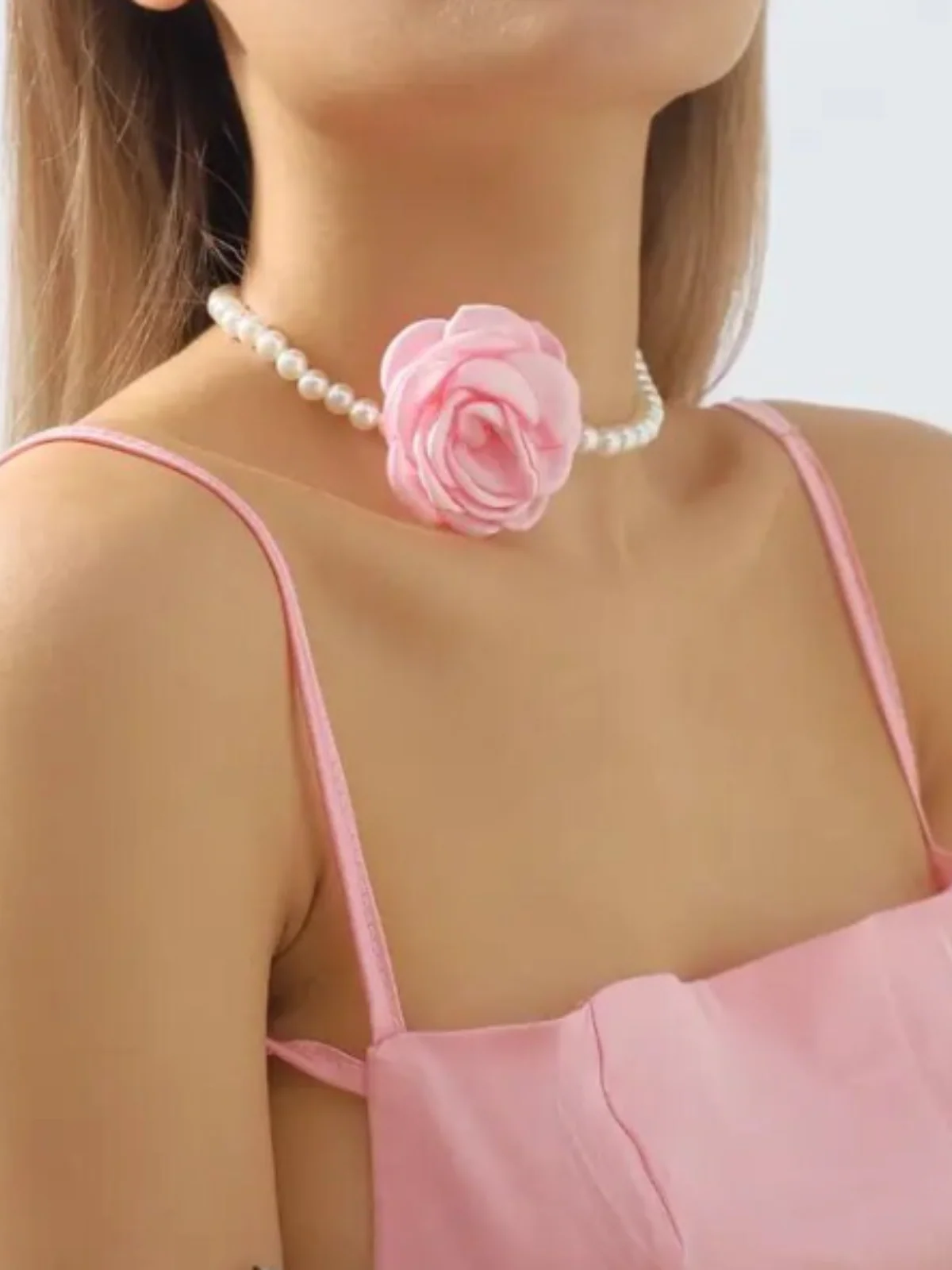 All Dressed Up Rose Pearl Choker Necklace - Image 3