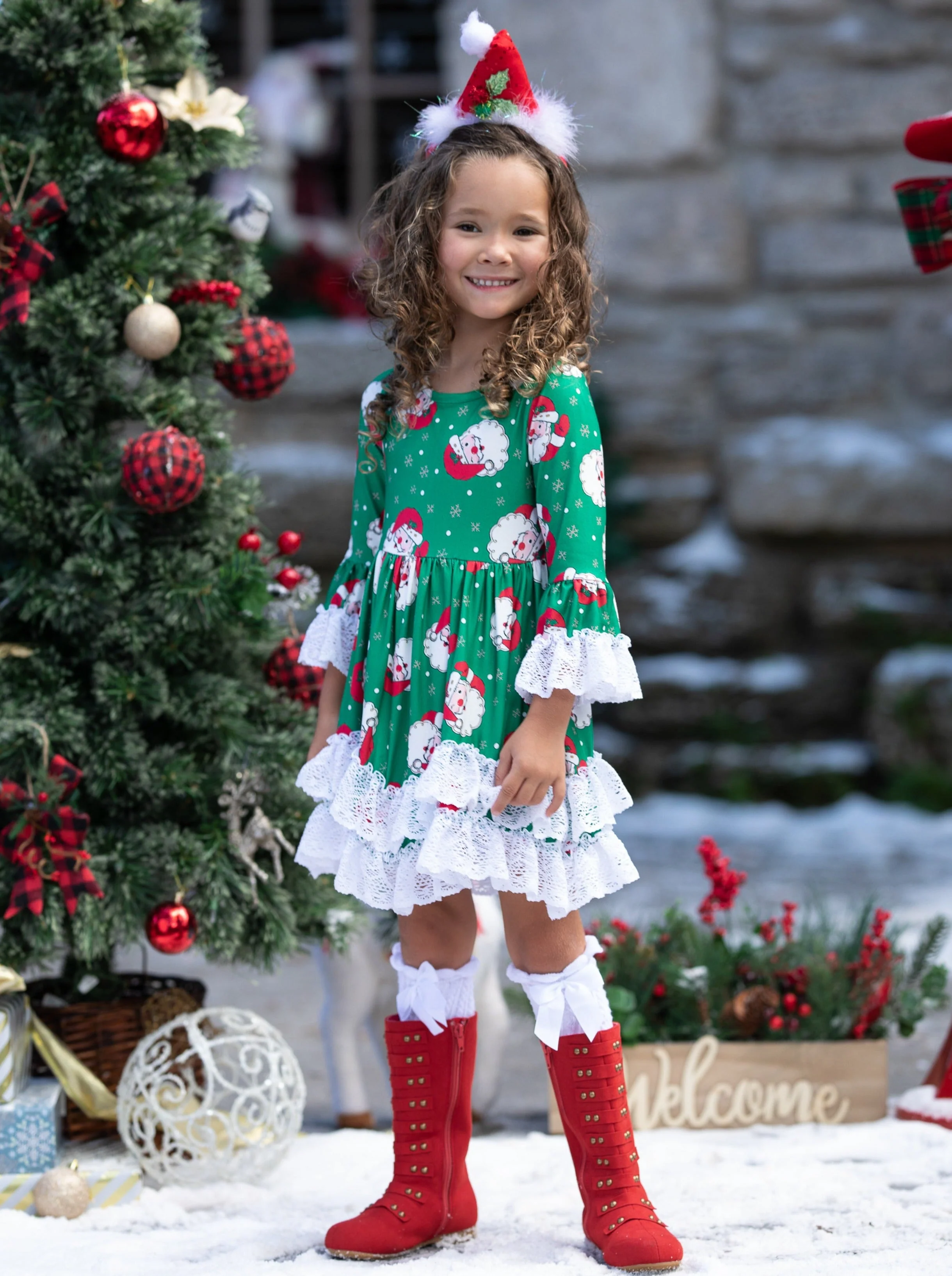 All The Santas Double Ruffle Dress - Image 2