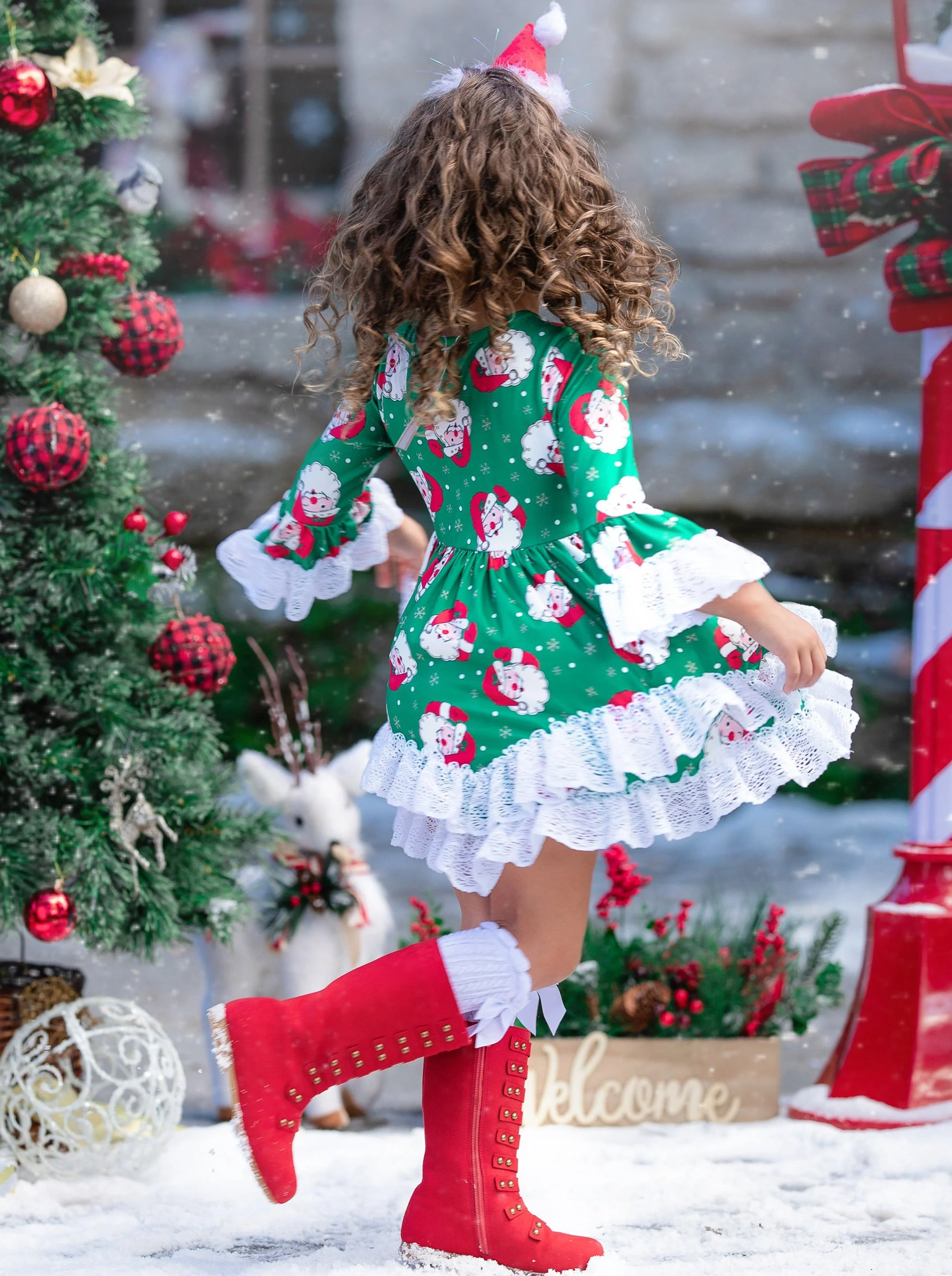 All The Santas Double Ruffle Dress - Image 3