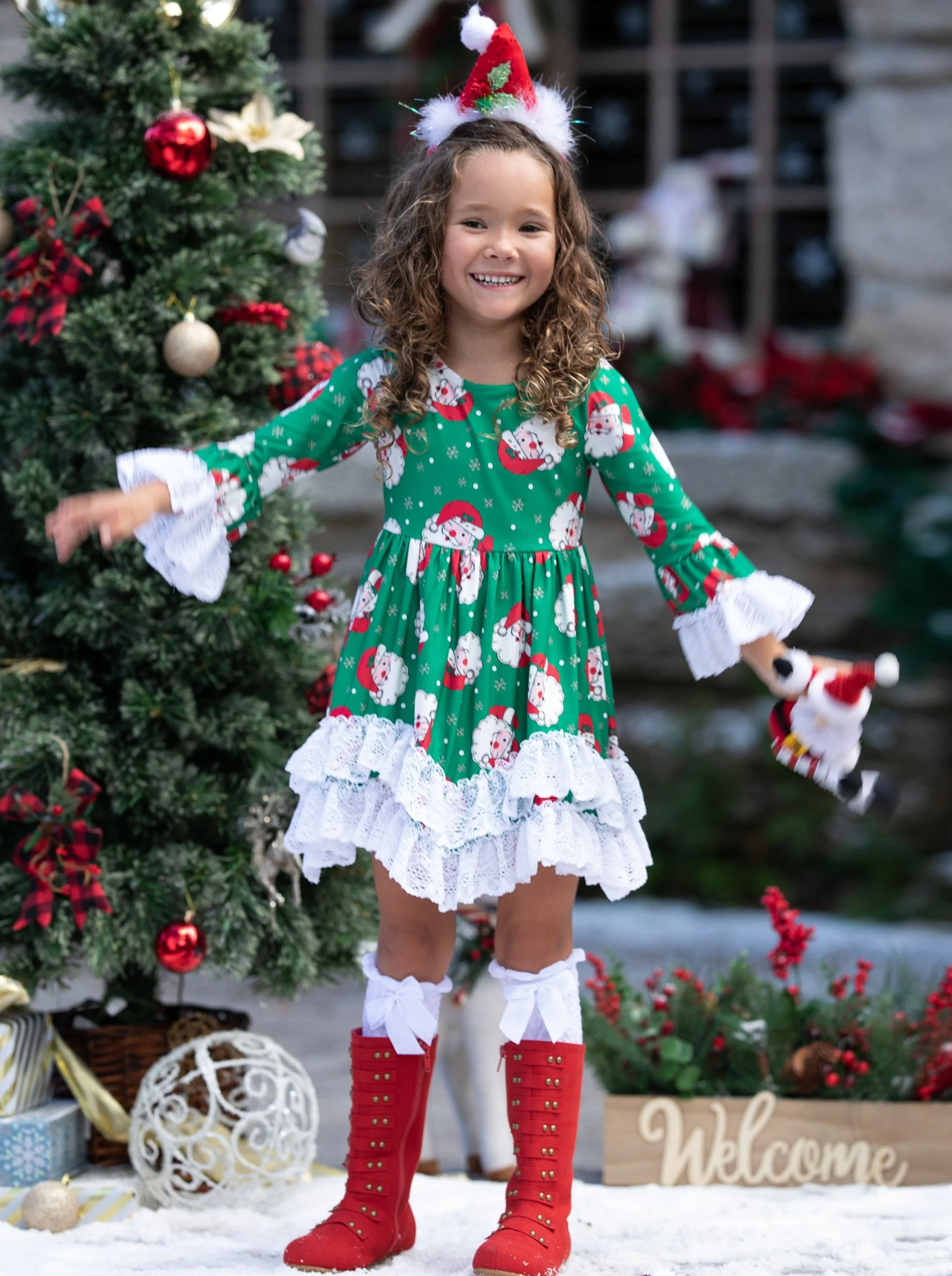 All The Santas Double Ruffle Dress - Image 4