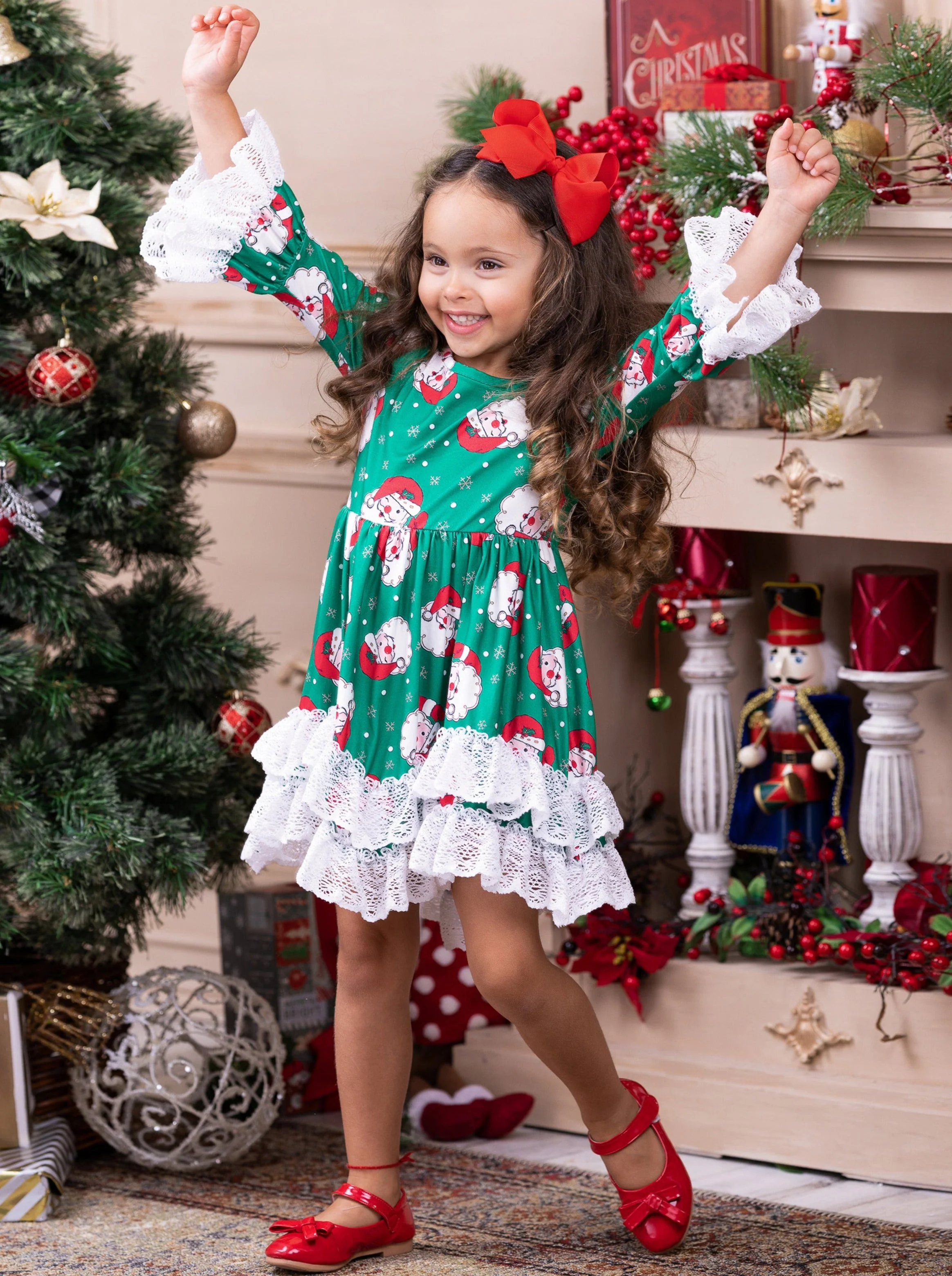 All The Santas Double Ruffle Dress - Image 7