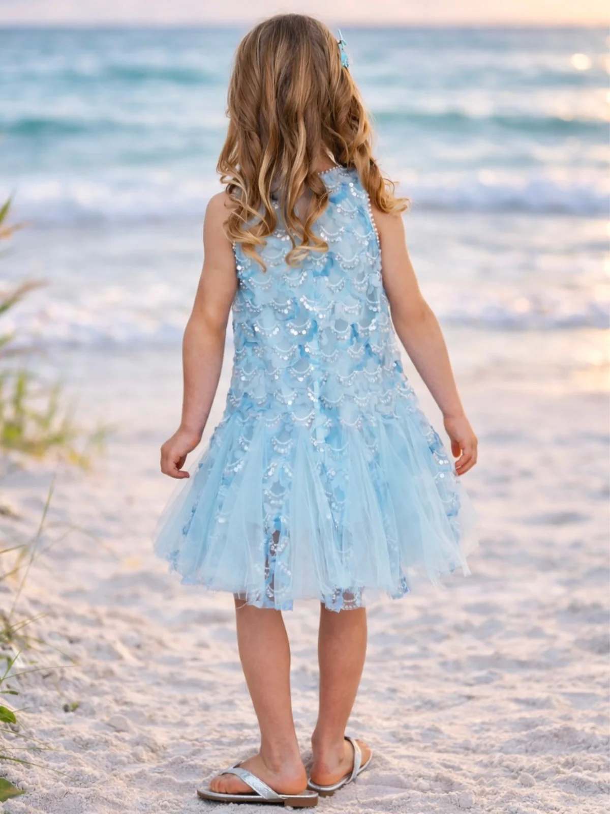Aqua Mermaid Sequin Tulle Dress - Image 4
