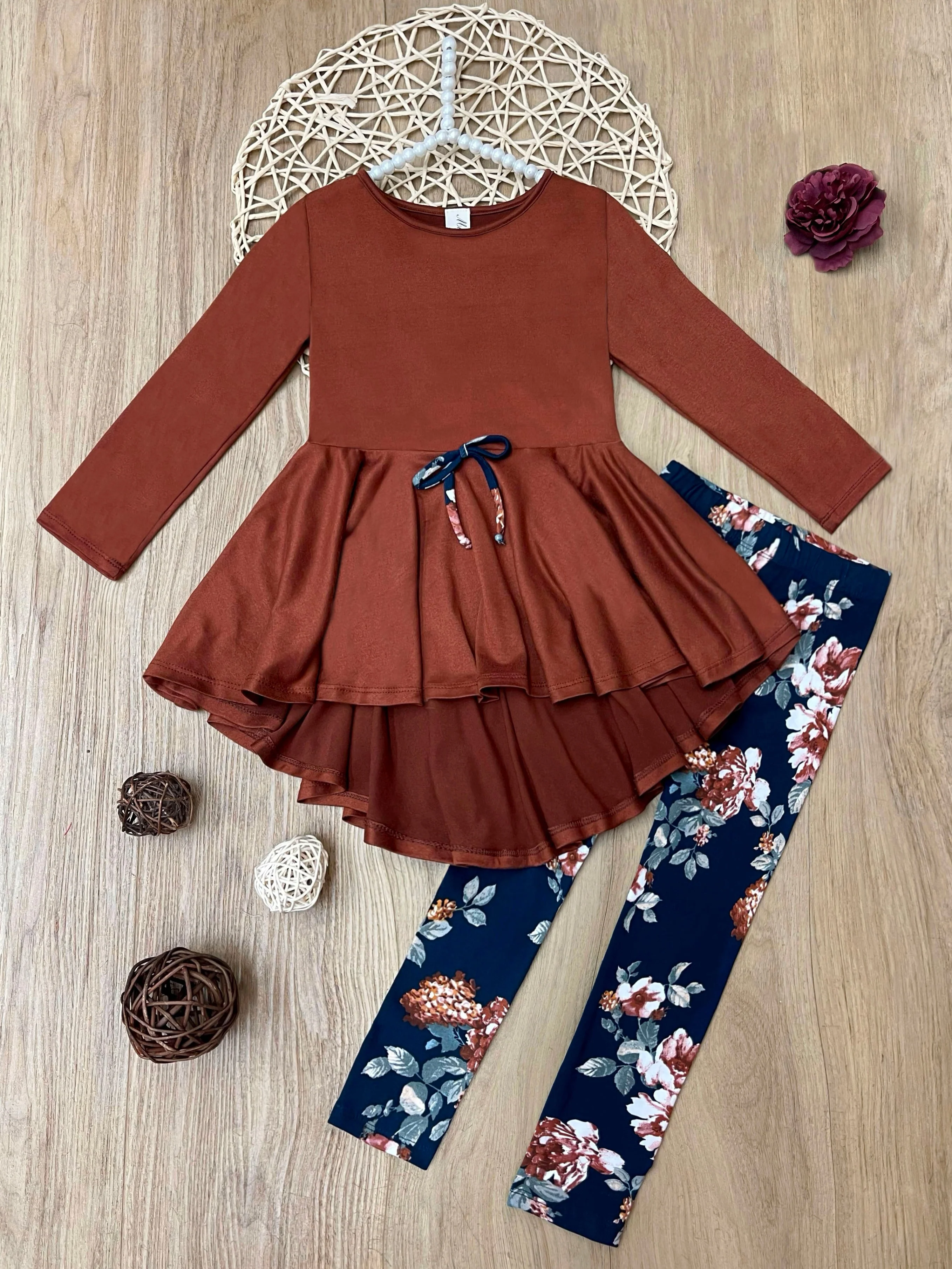 Autumn Bloom Hi-Lo Tunic and Floral Legging Set - Image 3