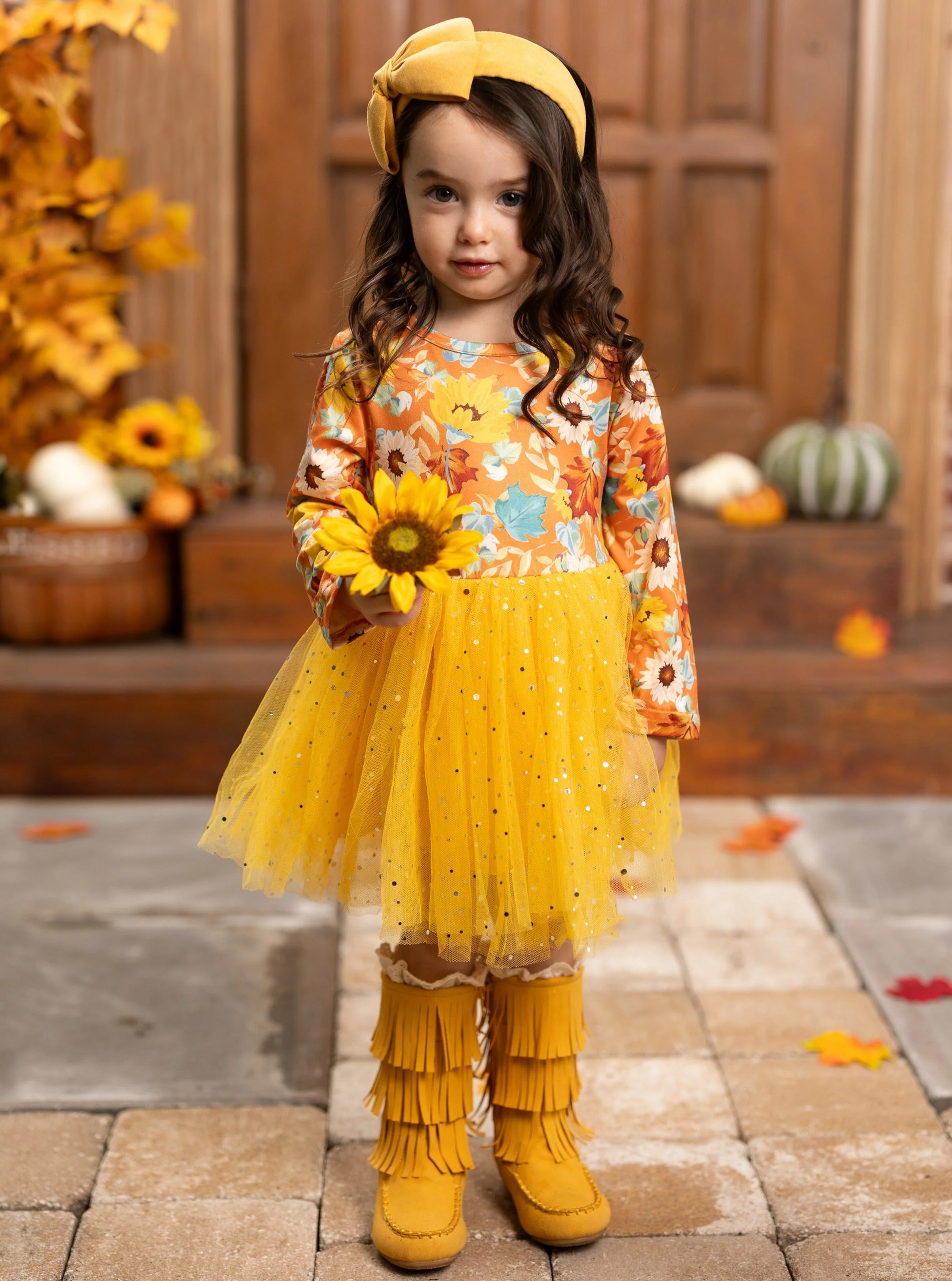 Autumn Blooms Sparkle Tutu Dress - Image 3