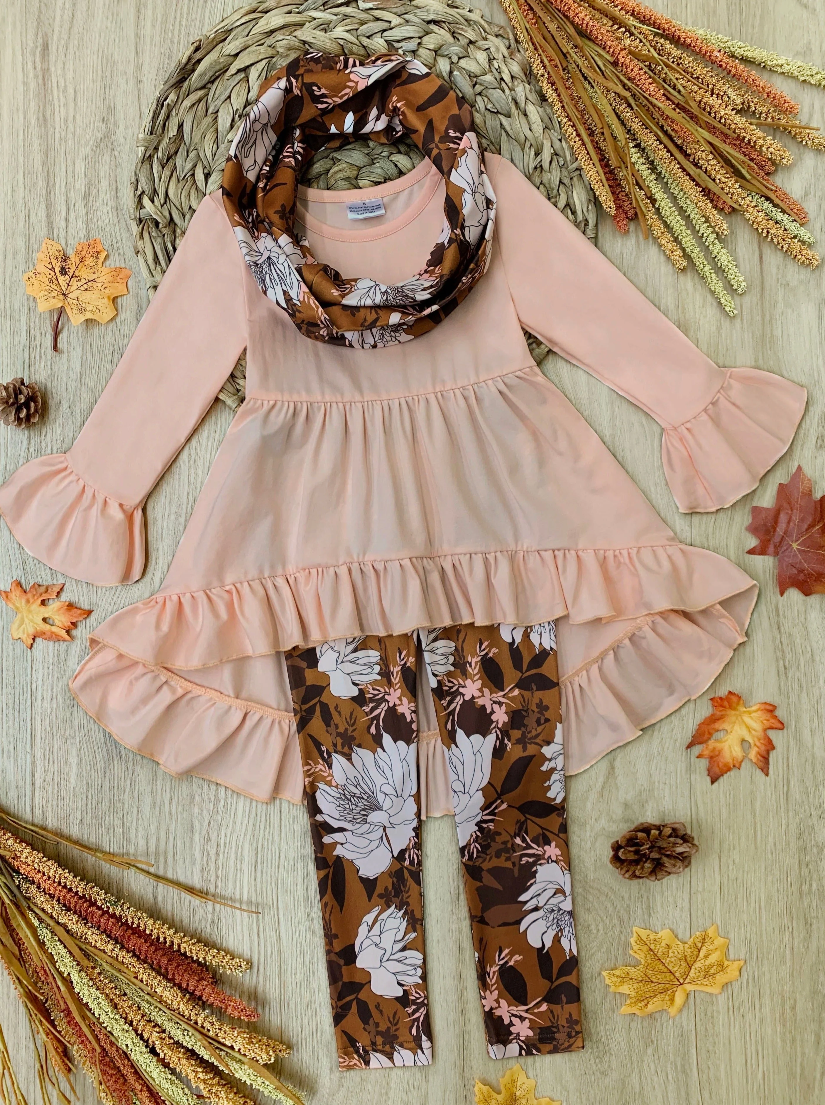 Autumn Blossom Tunic, Scarf and Legging Set - Image 2