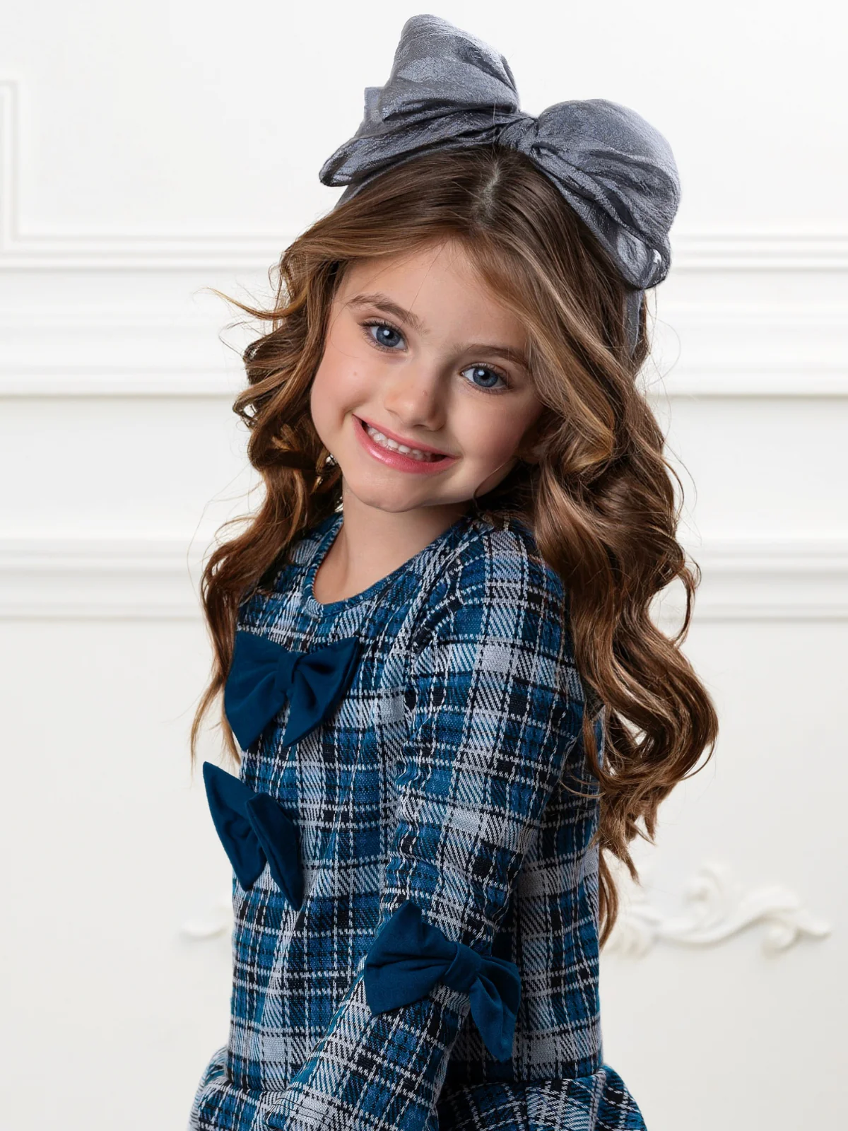 Bows & Blues Plaid Bell Sleeve Dress - Image 2