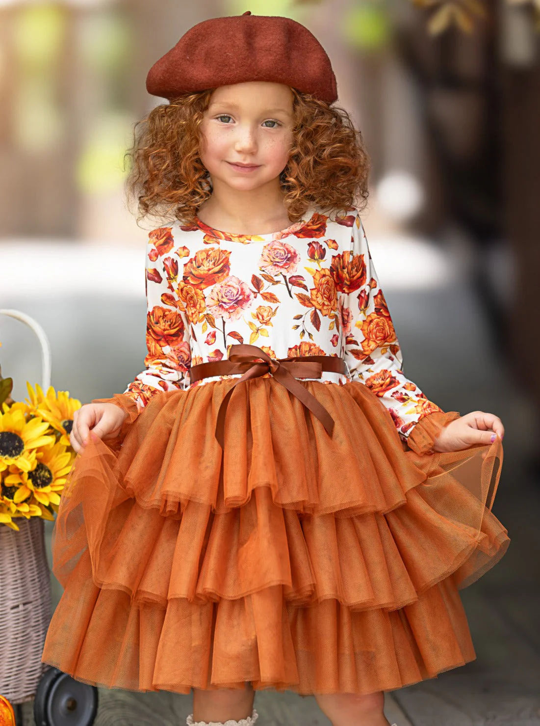 Autumn Floral Ruffle Tutu Dress - Image 2