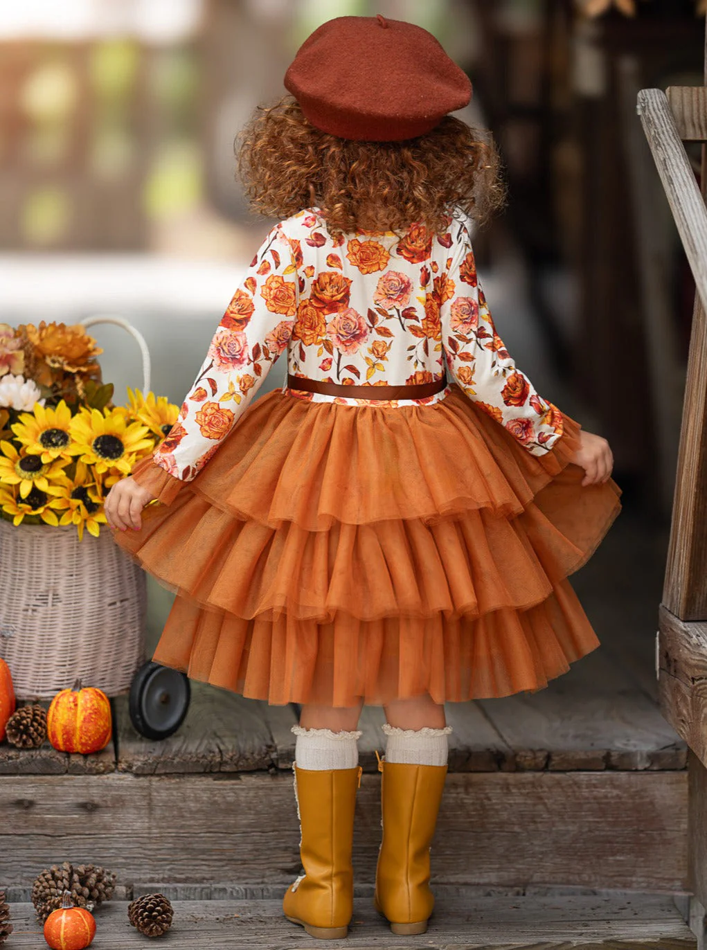 Autumn Floral Ruffle Tutu Dress - Image 4