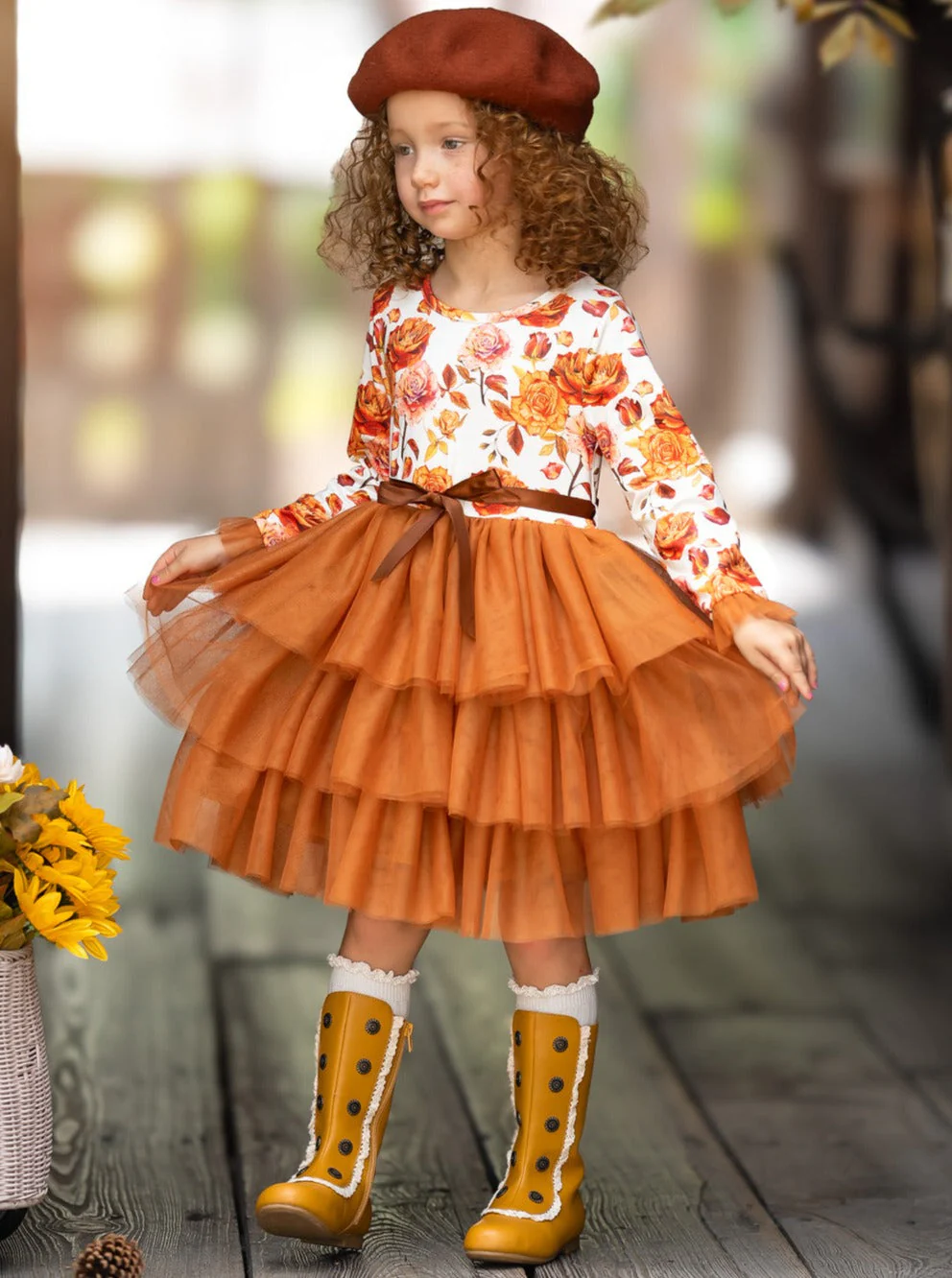 Autumn Floral Ruffle Tutu Dress - Image 5