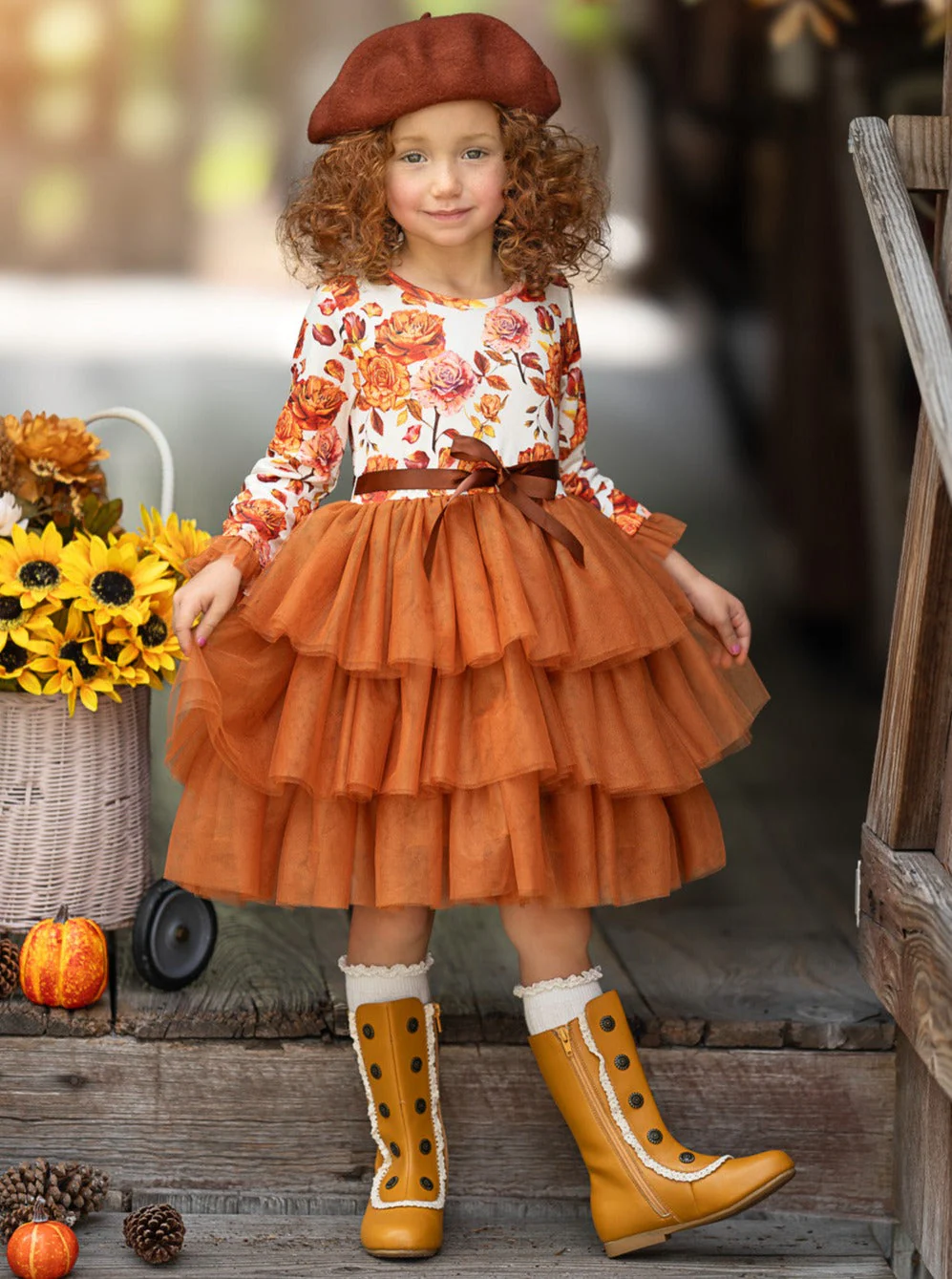 Autumn Floral Ruffle Tutu Dress - Image 6
