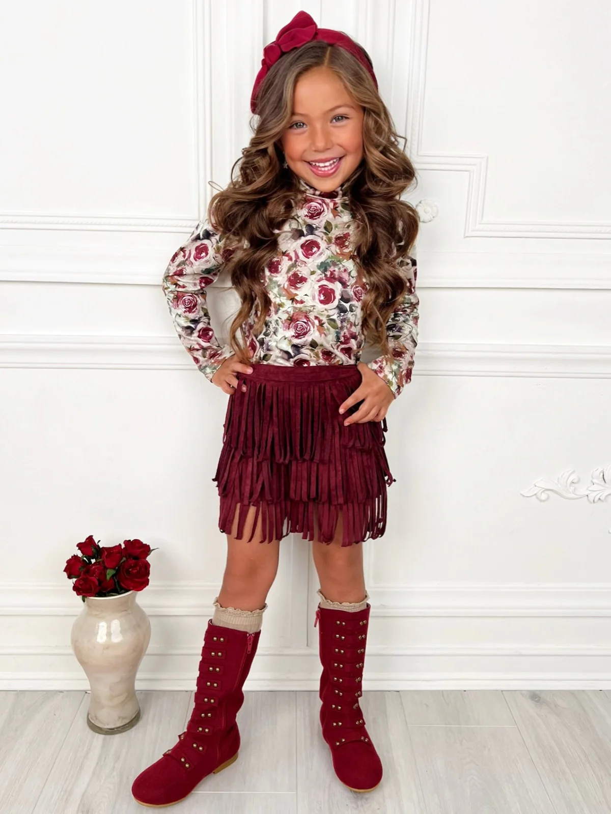 Autumn Rose Top and Fringe Skort Set - Image 4