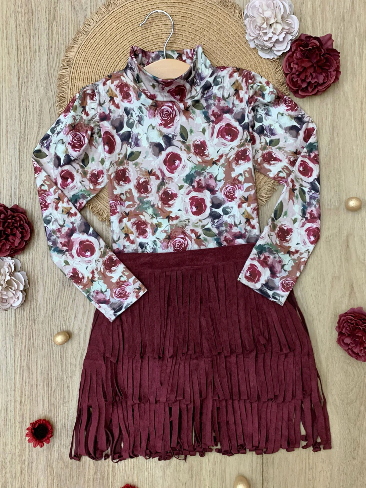 Autumn Rose Top and Fringe Skort Set - Image 5