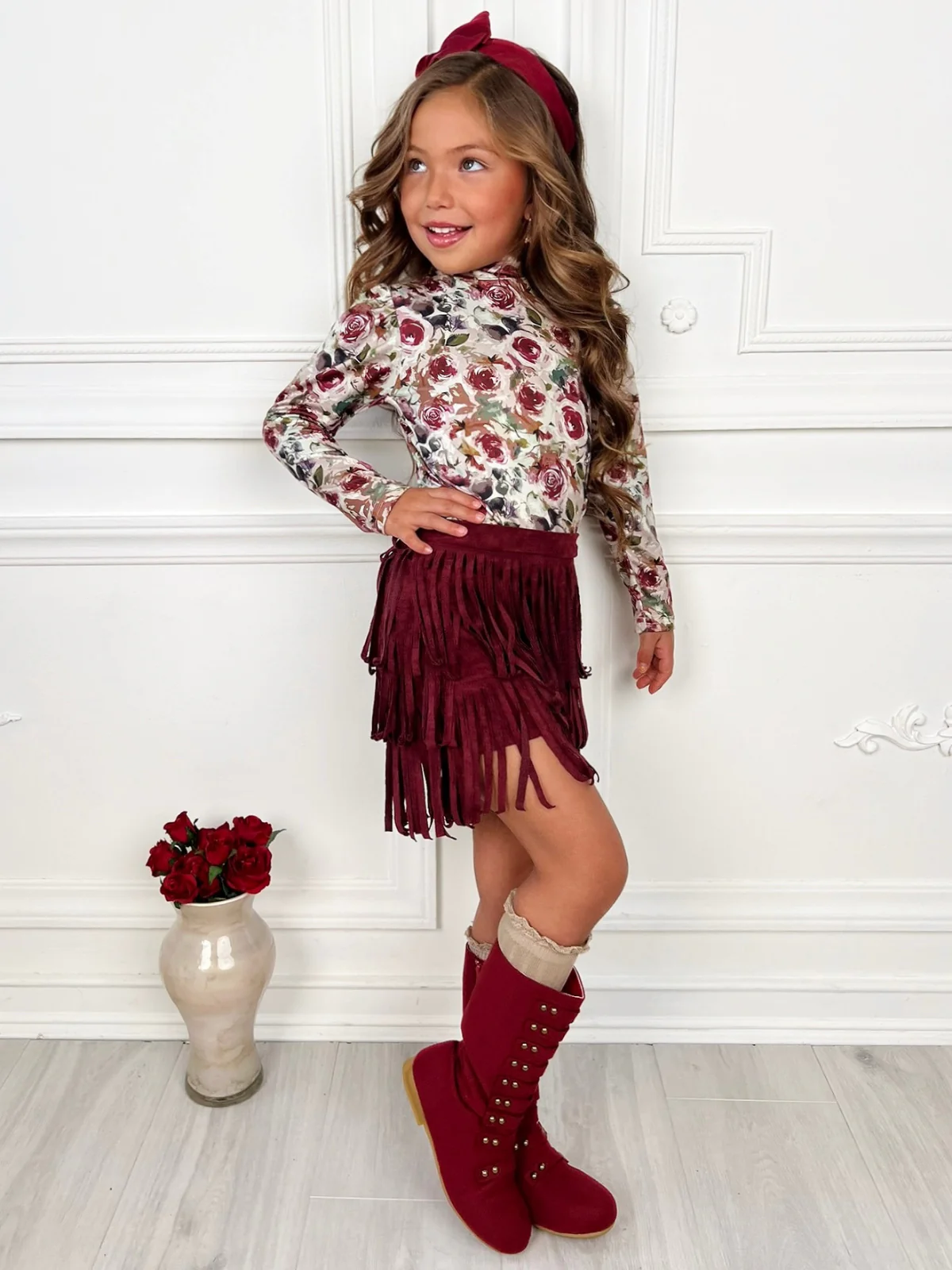 Autumn Rose Top and Fringe Skort Set - Image 6