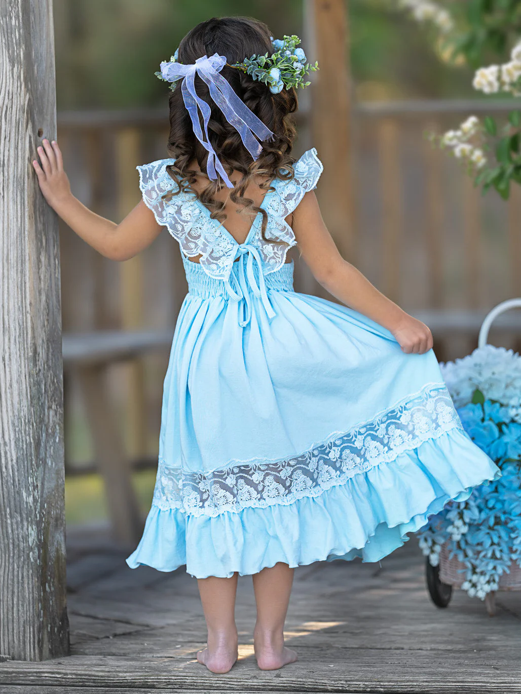 Baby Blue Spring Chic Lace Maxi Dress - Image 2