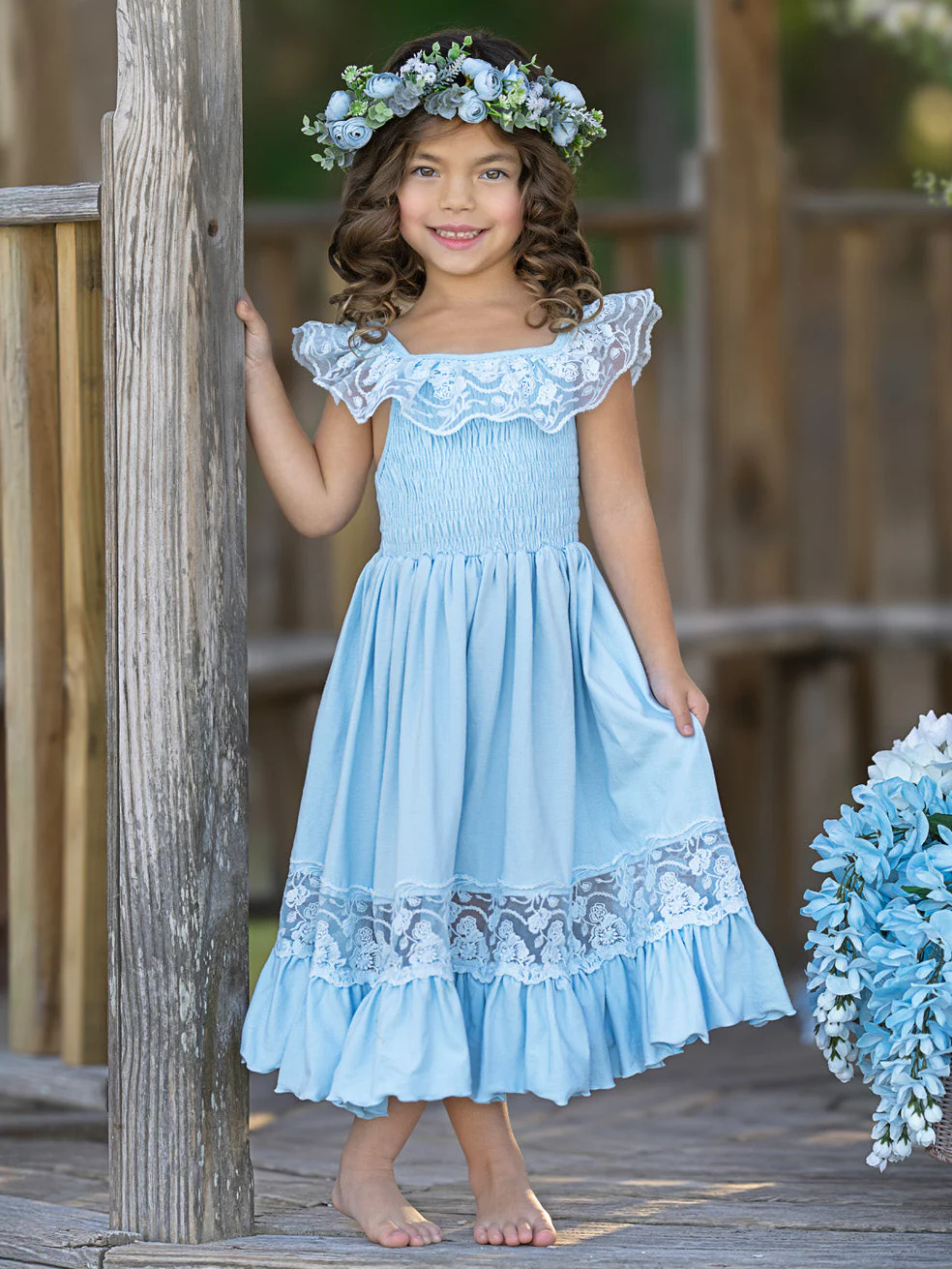 Baby Blue Spring Chic Lace Maxi Dress - Image 5