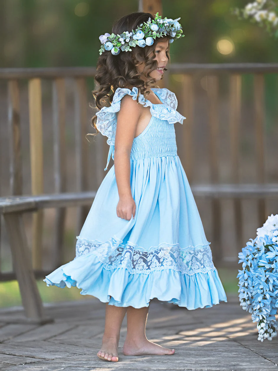 Baby Blue Spring Chic Lace Maxi Dress - Image 6