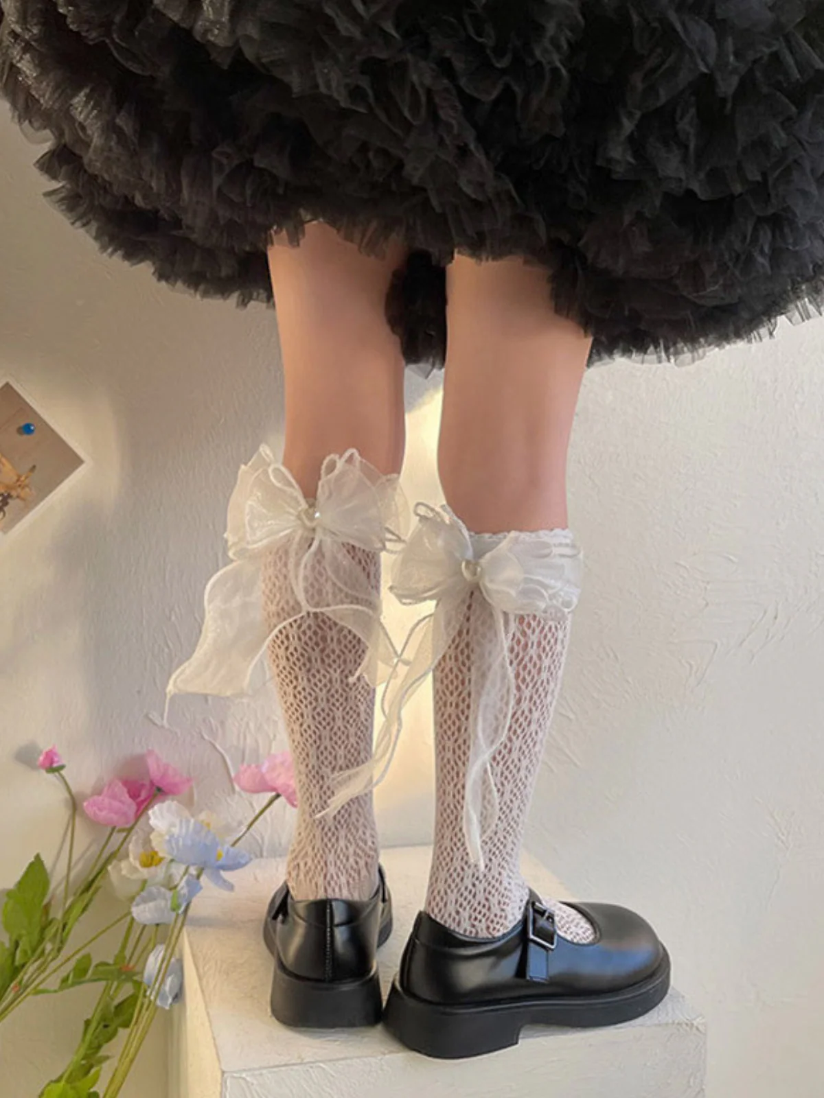Delicate Darling Lace Bow Knee High Socks - Image 2