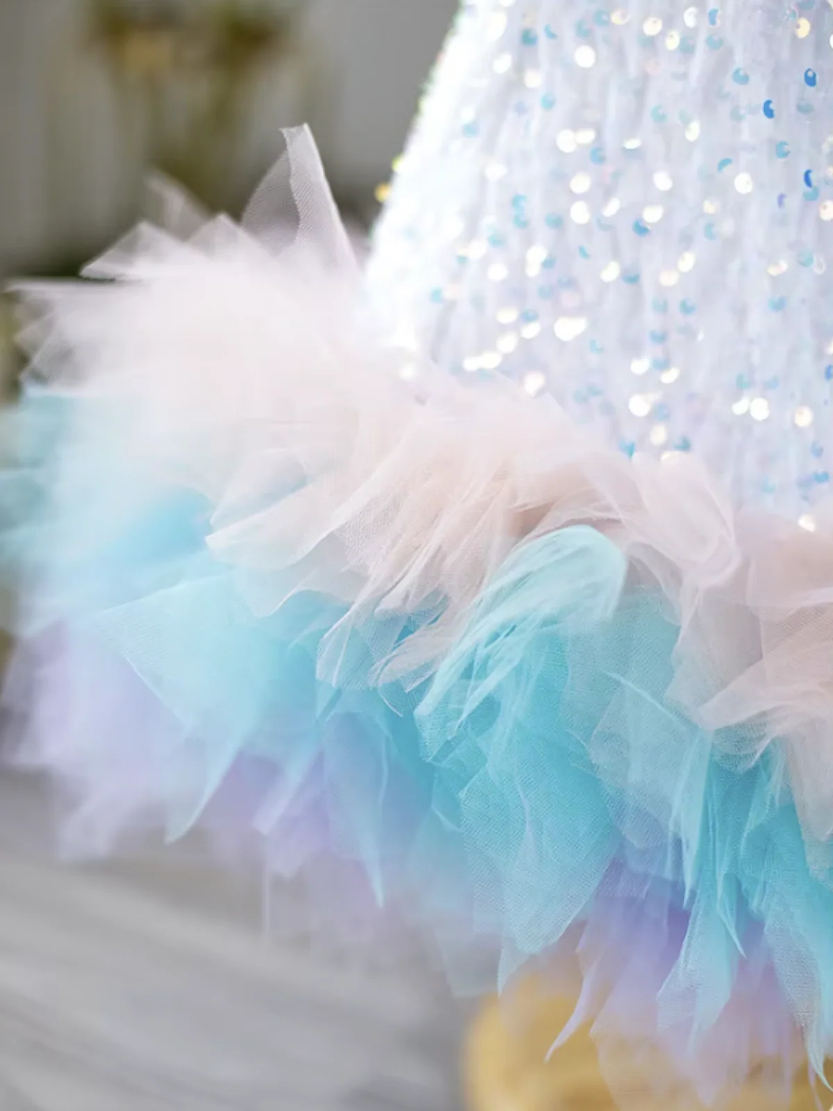 Sequin Feather Tulle Party Dress - Image 5