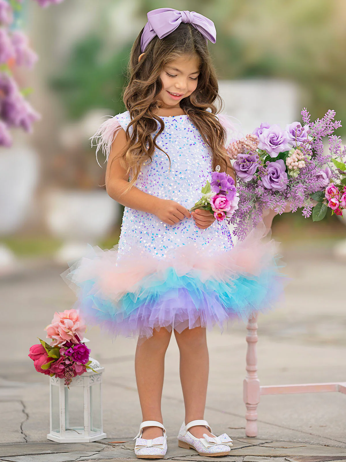 Sequin Feather Tulle Party Dress - Image 7