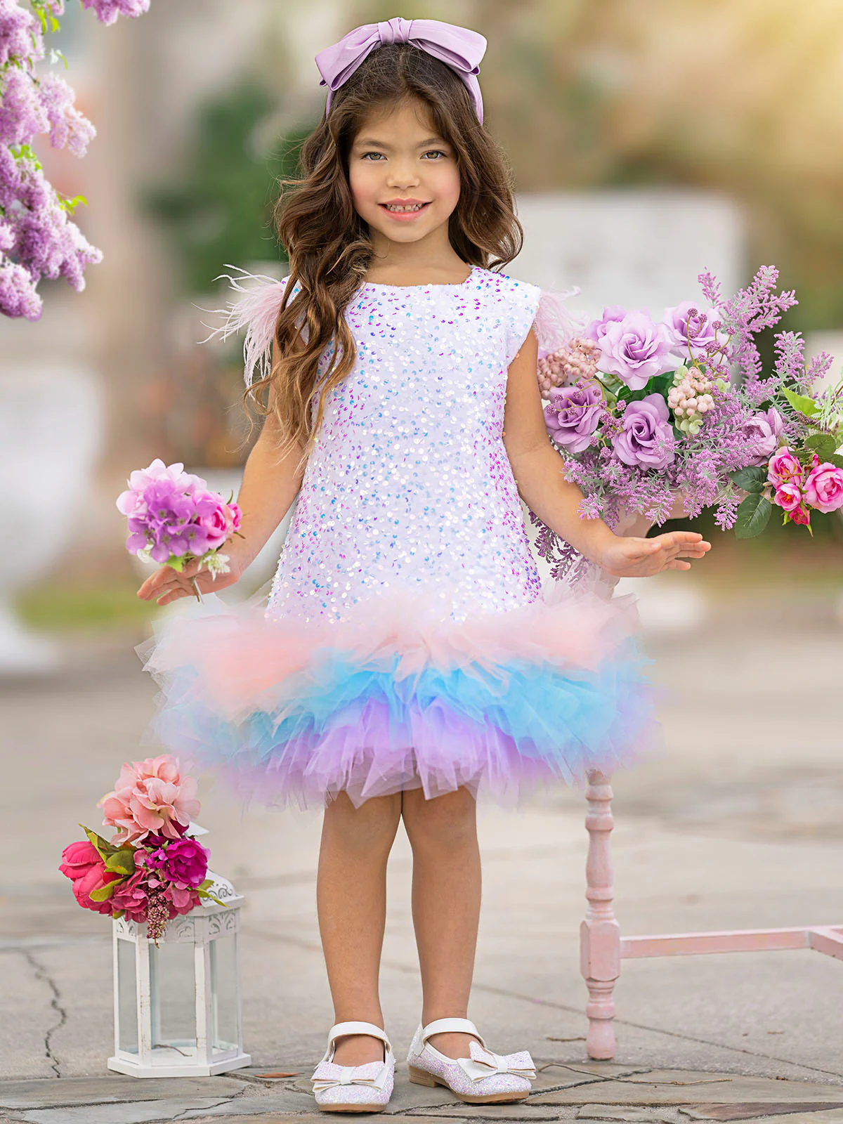 Sequin Feather Tulle Party Dress - Image 8