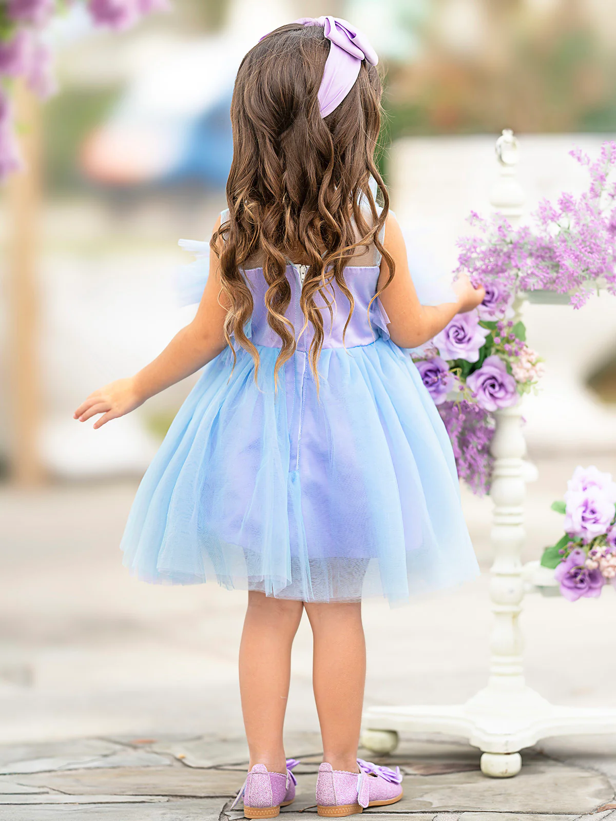 Girls Princess Flower Decorated Tutu Dress - Image 3