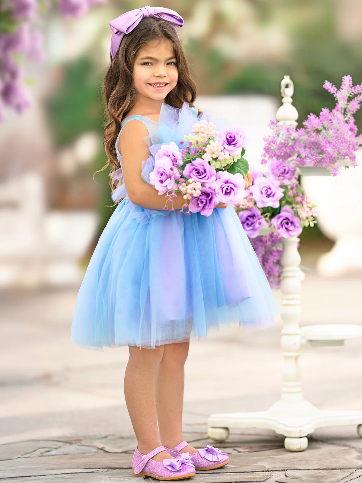 Girls Princess Flower Decorated Tutu Dress - Image 6