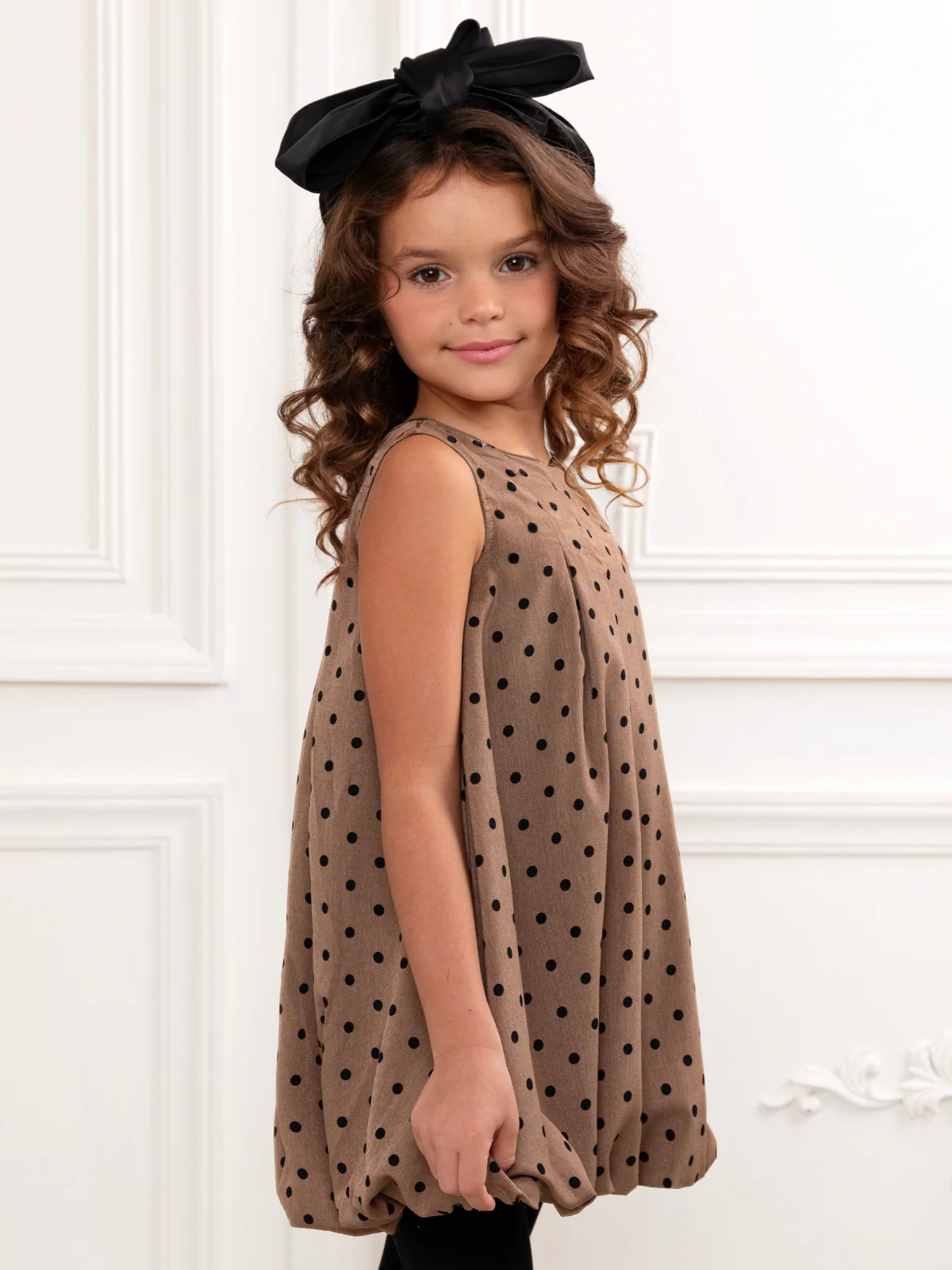 Chic Tan Polka Dot Bubble Dress - Image 3