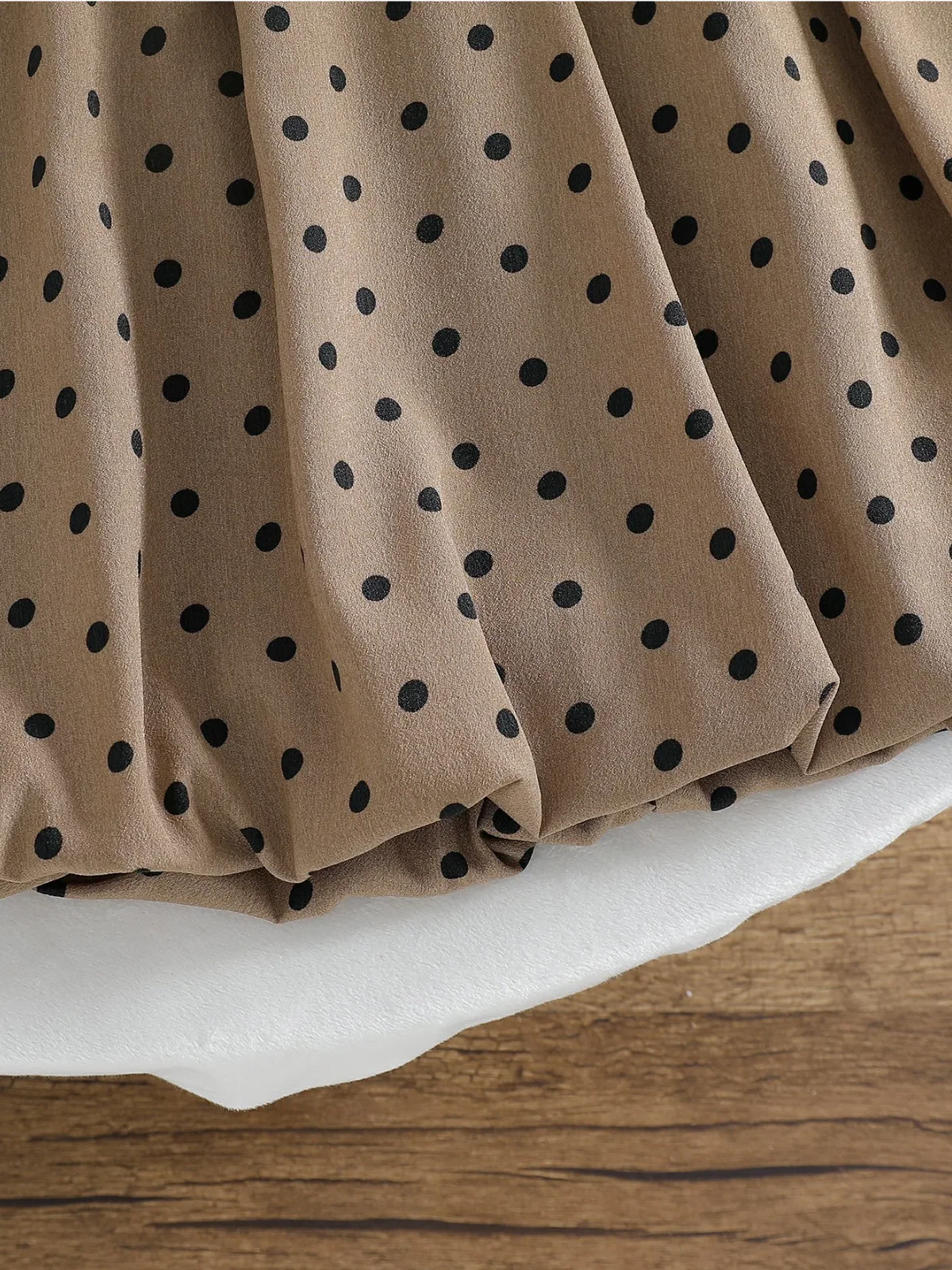 Chic Tan Polka Dot Bubble Dress - Image 6