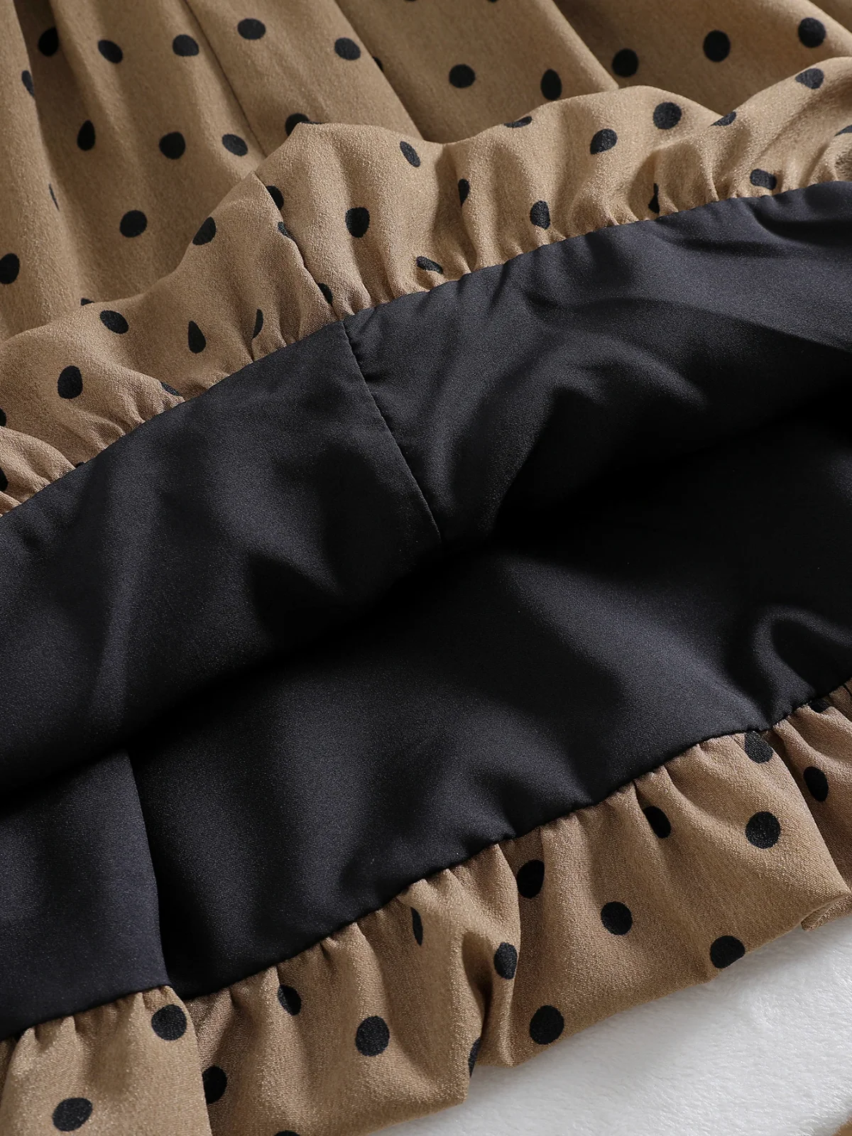 Chic Tan Polka Dot Bubble Dress - Image 7