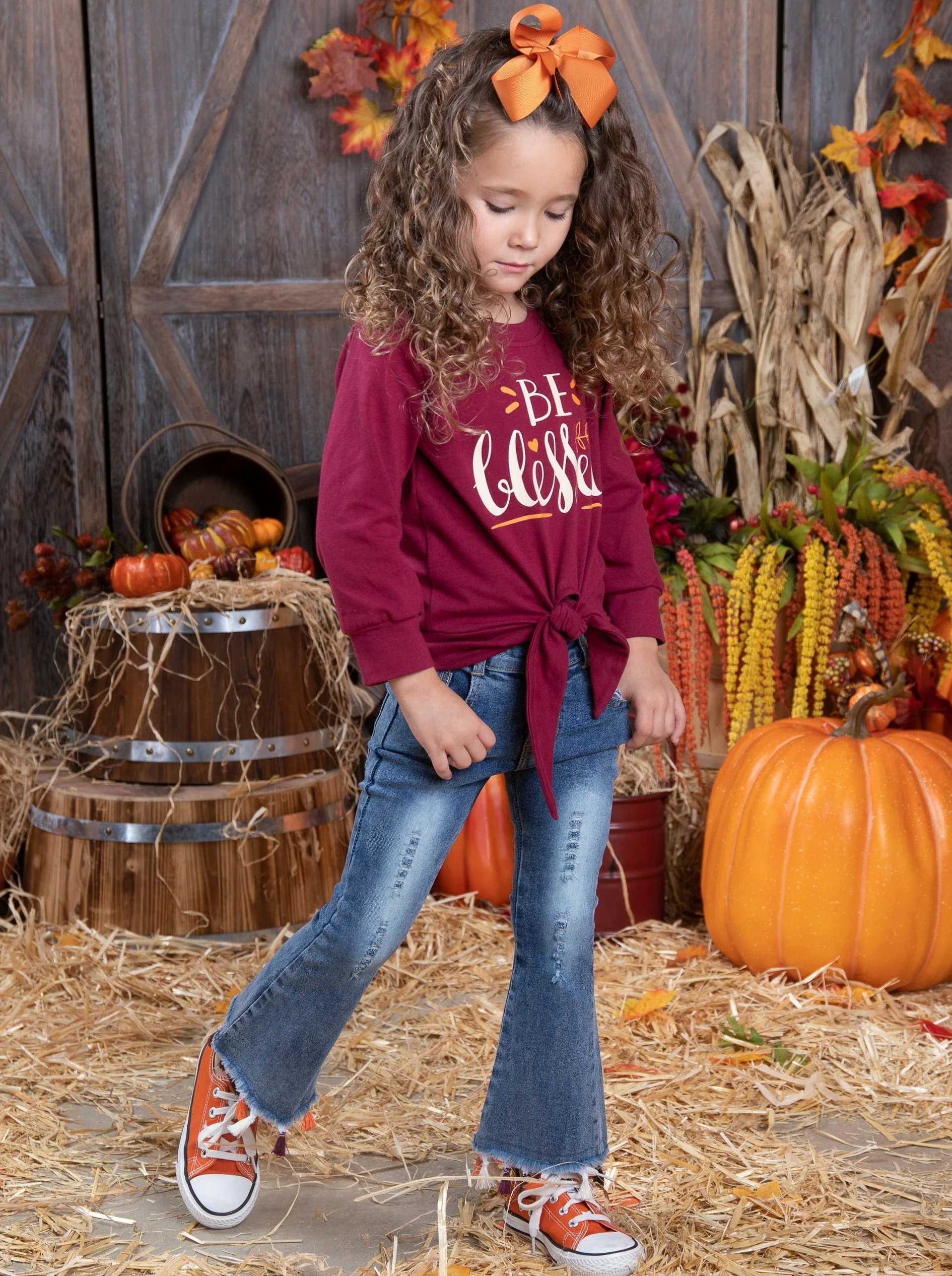 Be Blessed Tassel Bell Bottom Jeans Set - Image 3