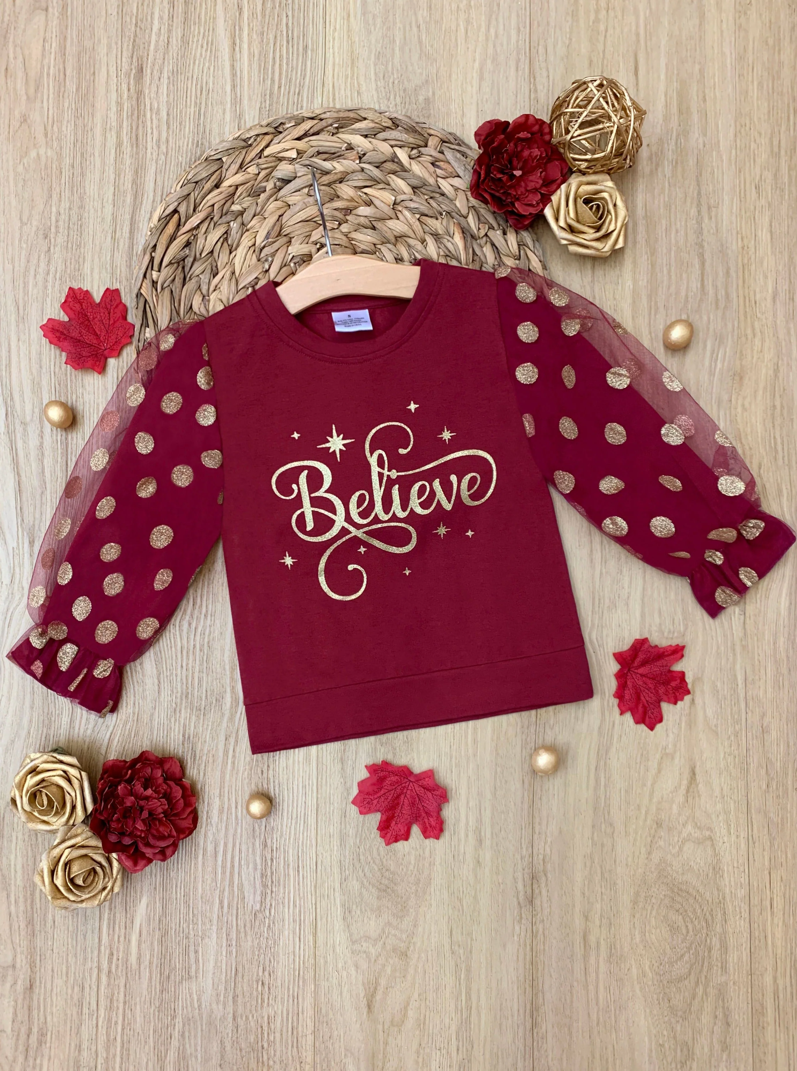 Believe In Magic Polka Dot Tulle Sleeve Top - Image 3