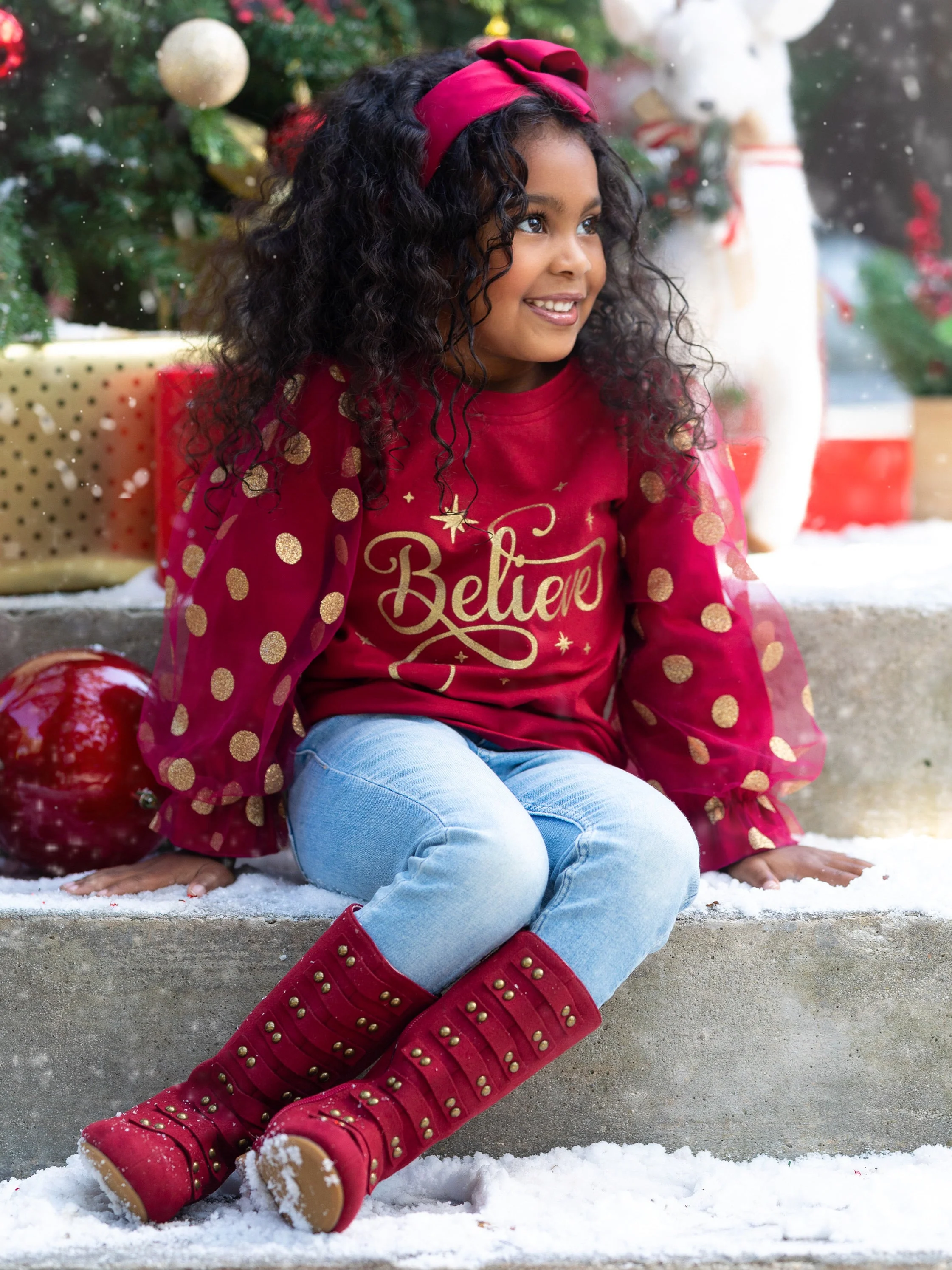 Believe In Magic Polka Dot Tulle Sleeve Top - Image 4