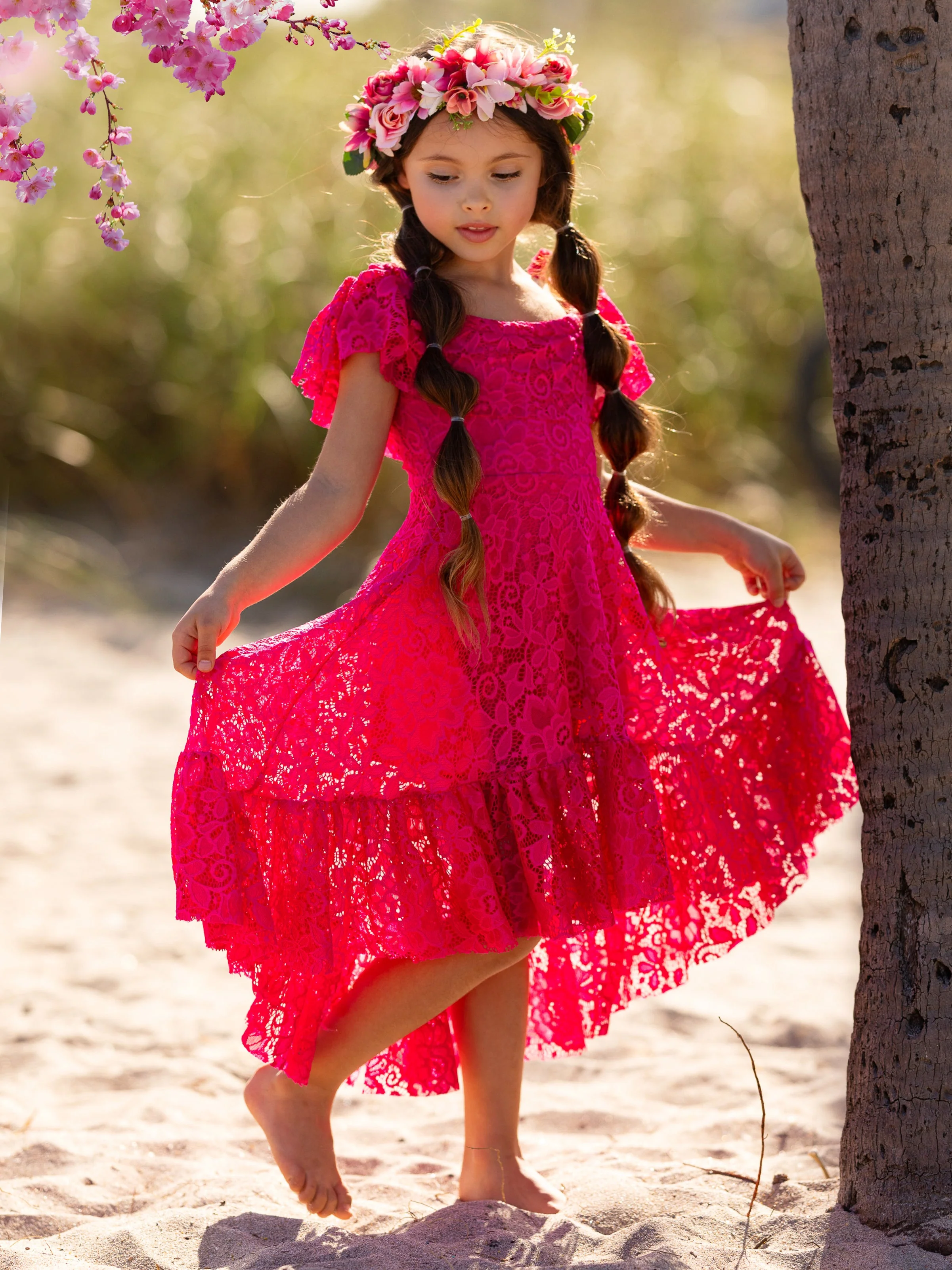 Berry Beautiful Lace High Low Dress - Image 3
