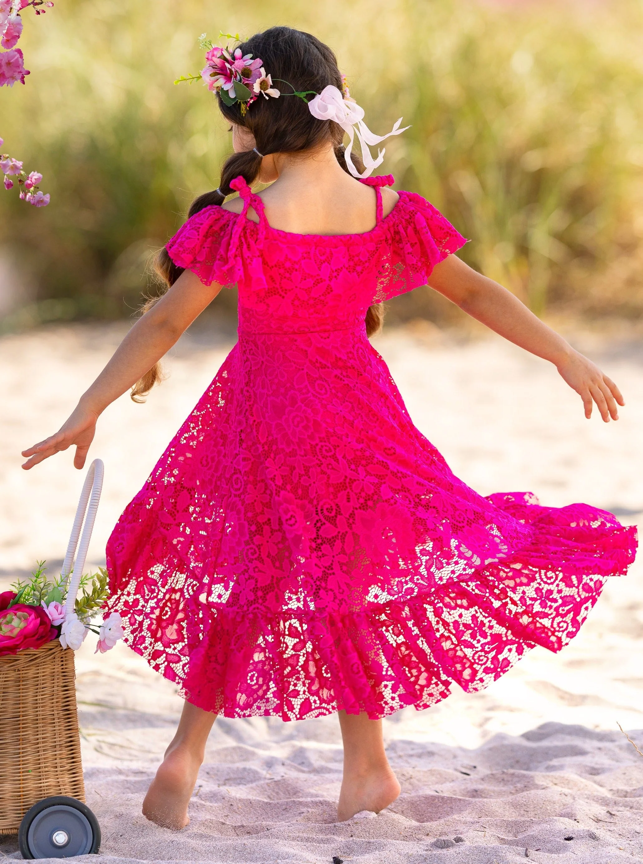 Berry Beautiful Lace High Low Dress - Image 4