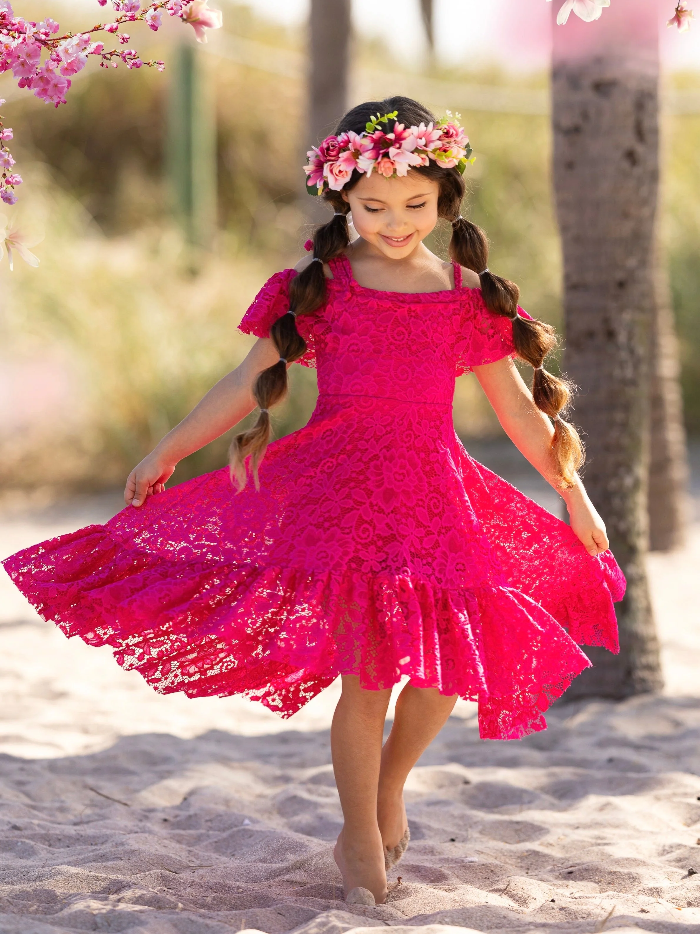 Berry Beautiful Lace High Low Dress - Image 5