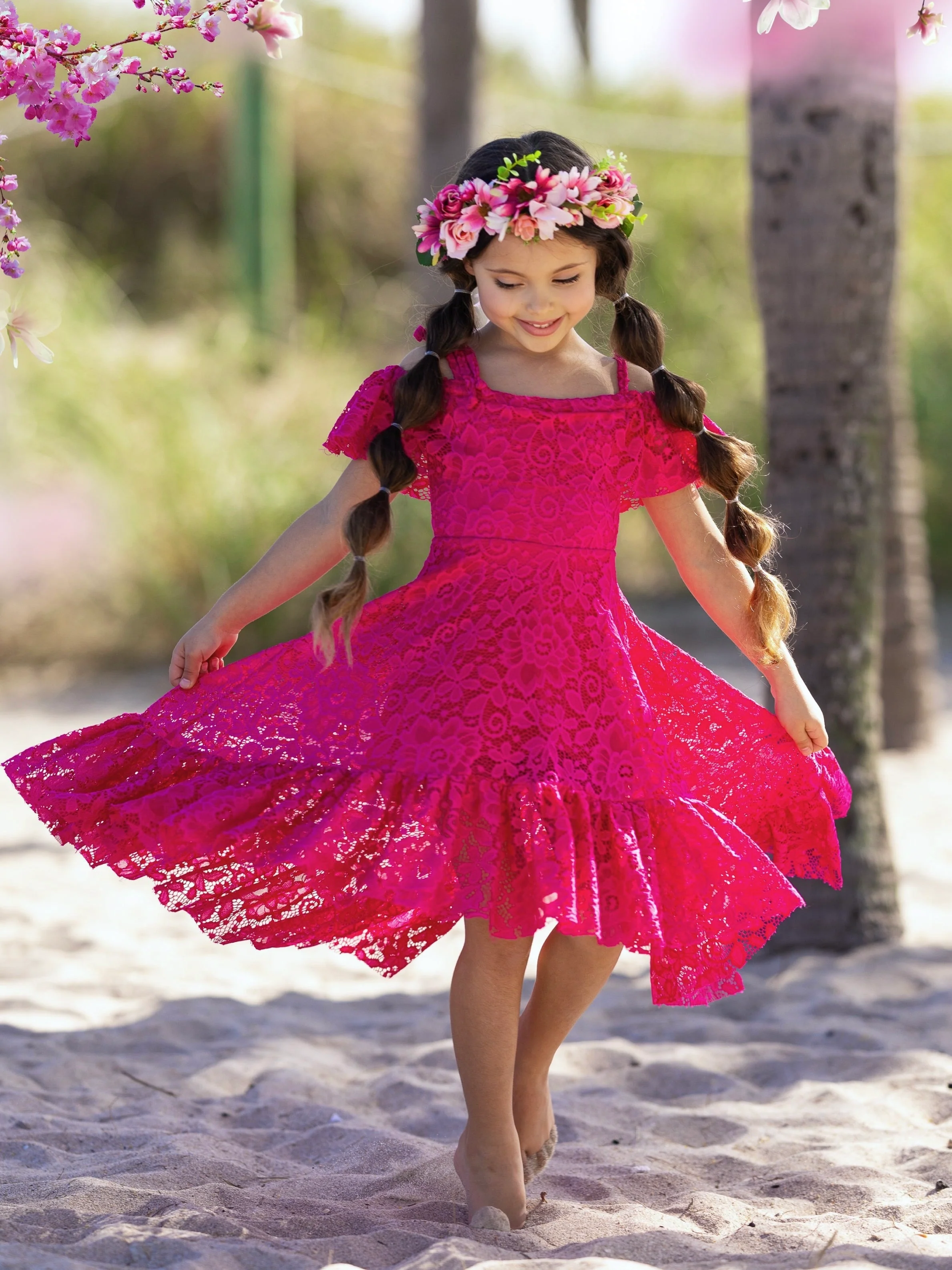 Berry Beautiful Lace High Low Dress - Image 6